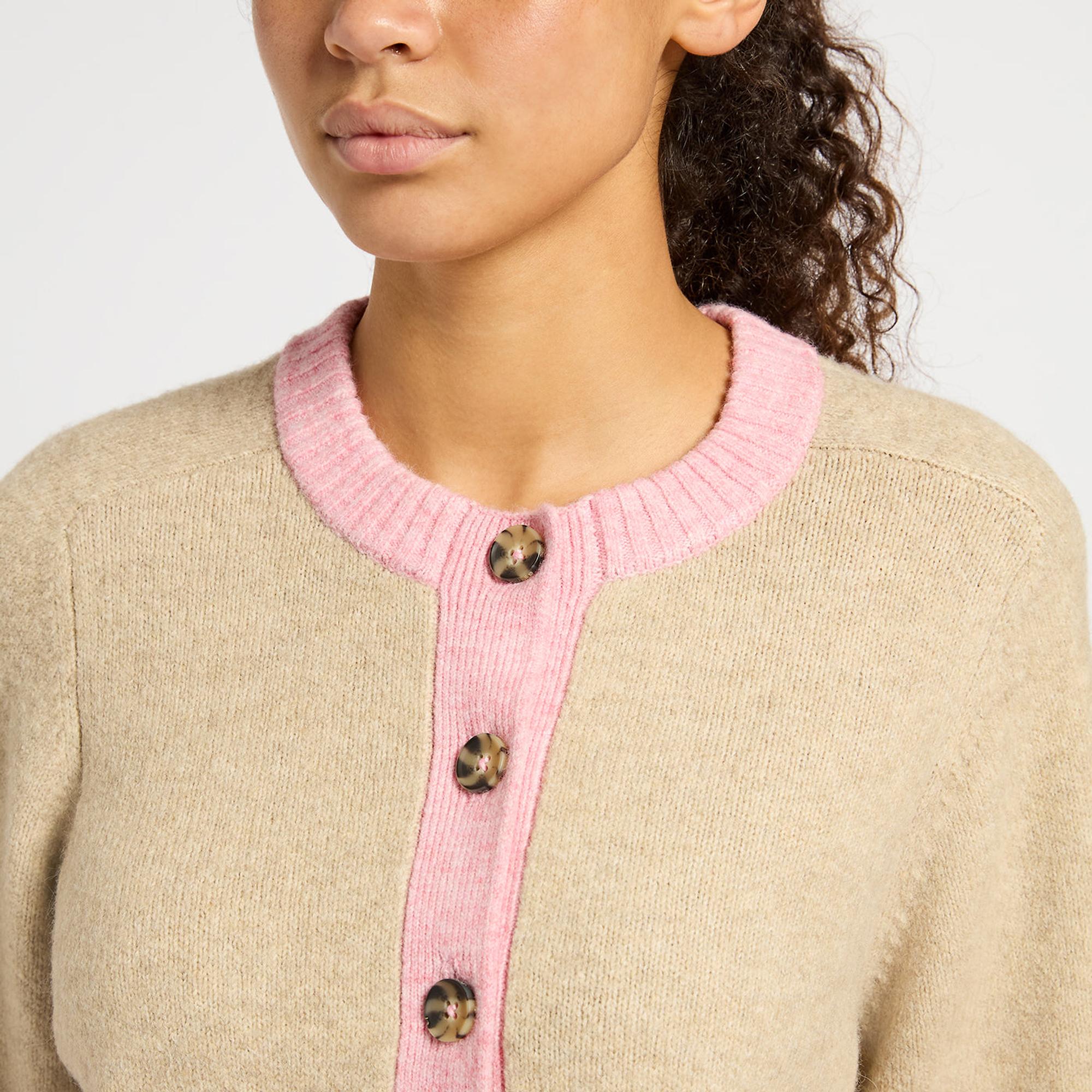 Product image 3 of 5 of Joules Women's Nora Knitted Cardigan - Oat/Pink