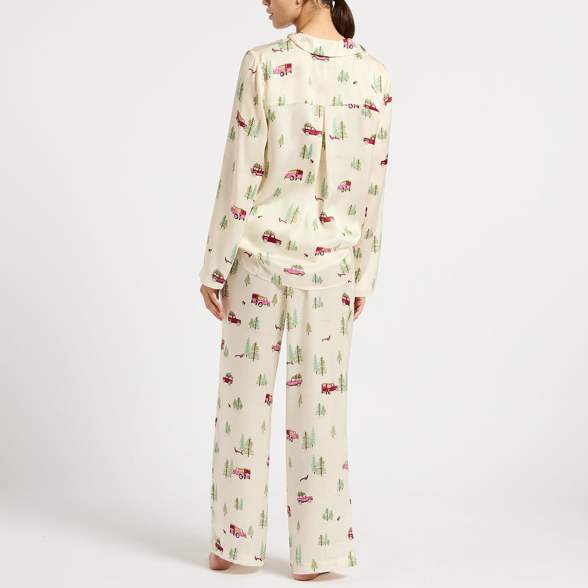 Product image 3 of 7 of Joules Women's Bonnie Satin Pyjama Set - Cream/Land Rover