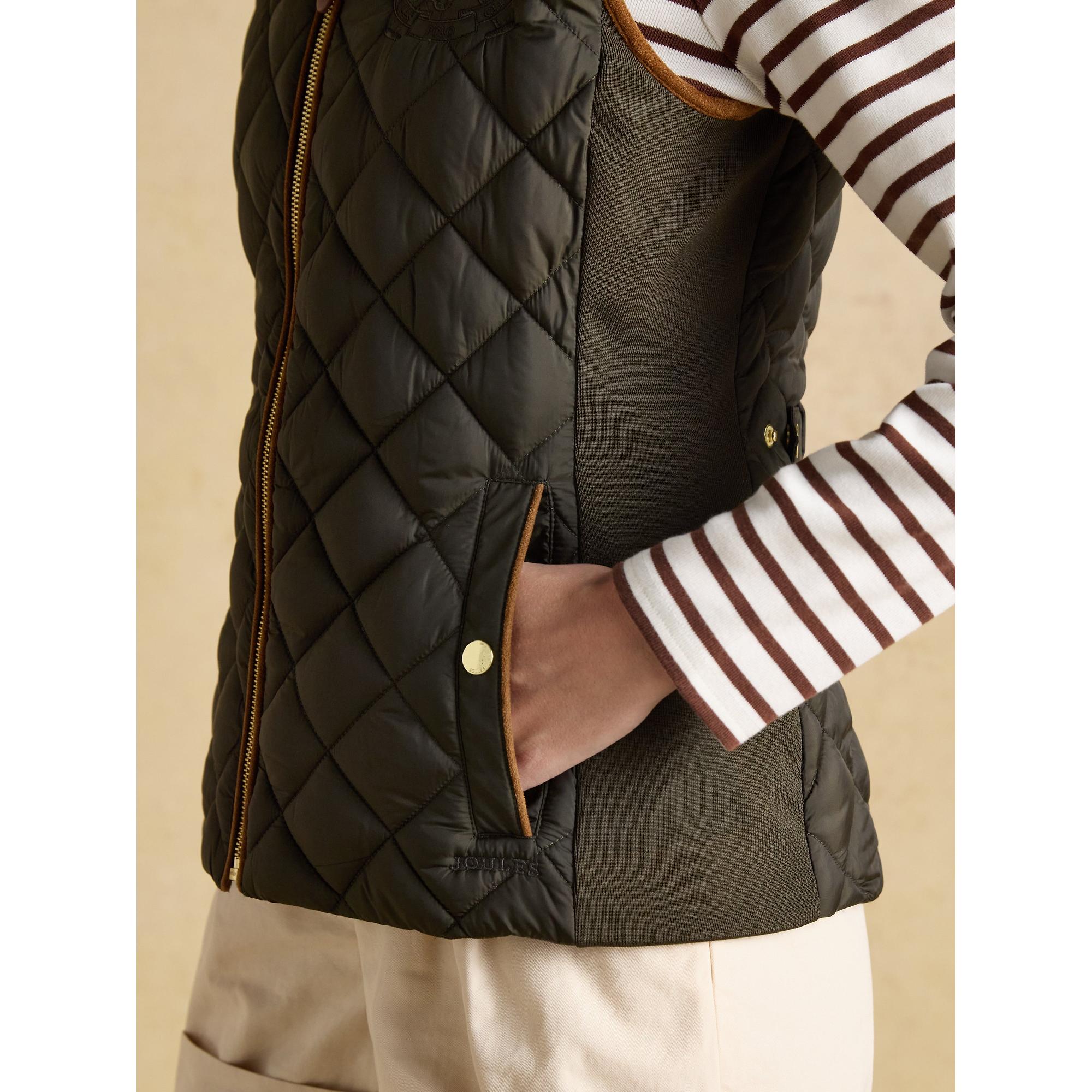 Product image 4 of 12 of Joules Women's Braemar Luxe Showerproof Diamond Quilted Gilet - Green