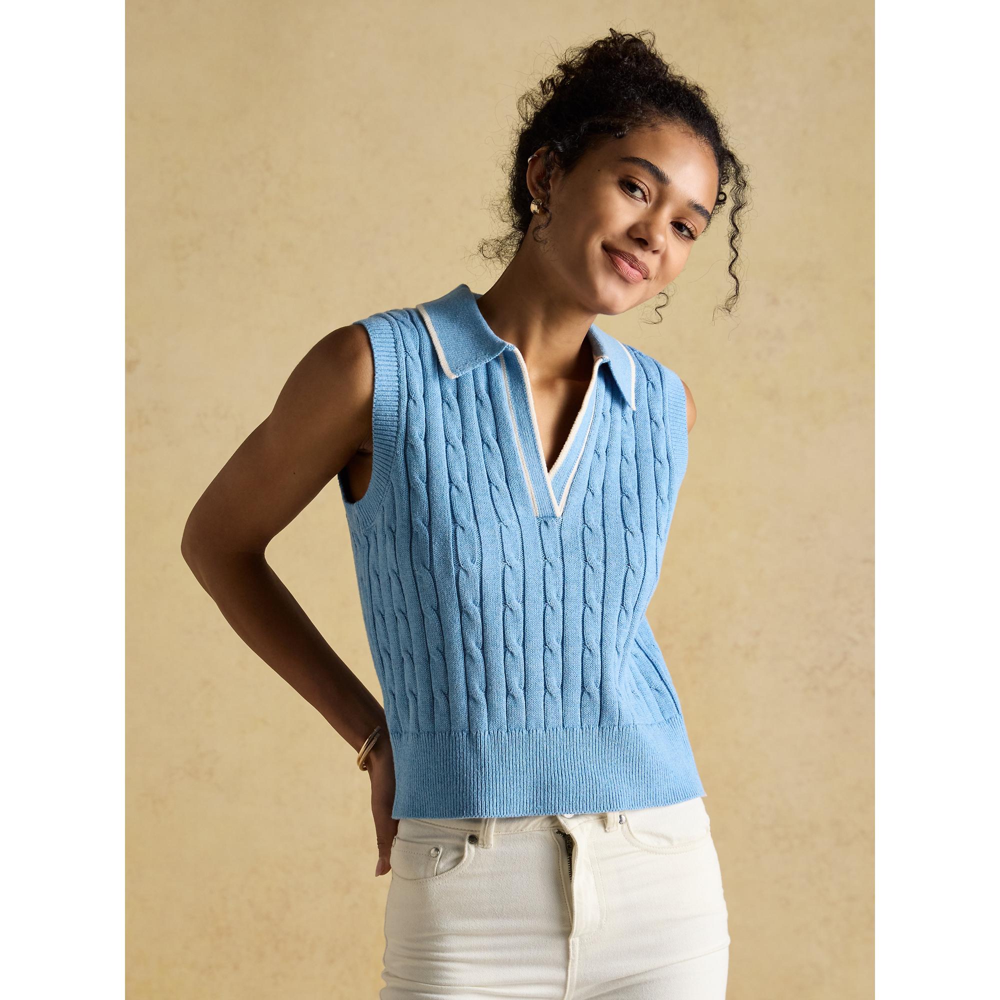 Product image 2 of 6 of Joules Women's Janey Collar Cable Knit Tank - Blue