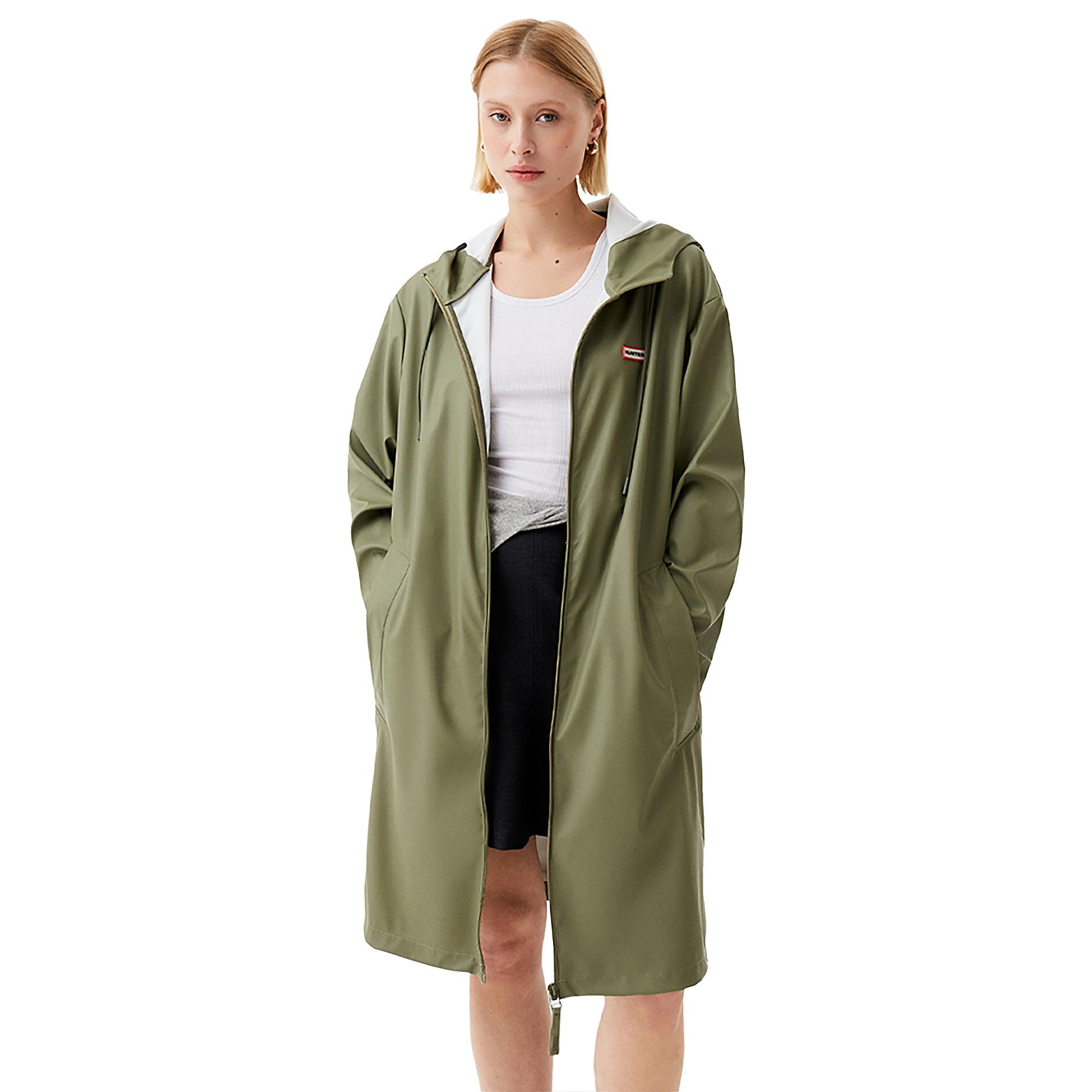 Product image 1 of 8 of Hunter Unisex Downpour Andrea Pu Rain Coat - Deep Lichen Green