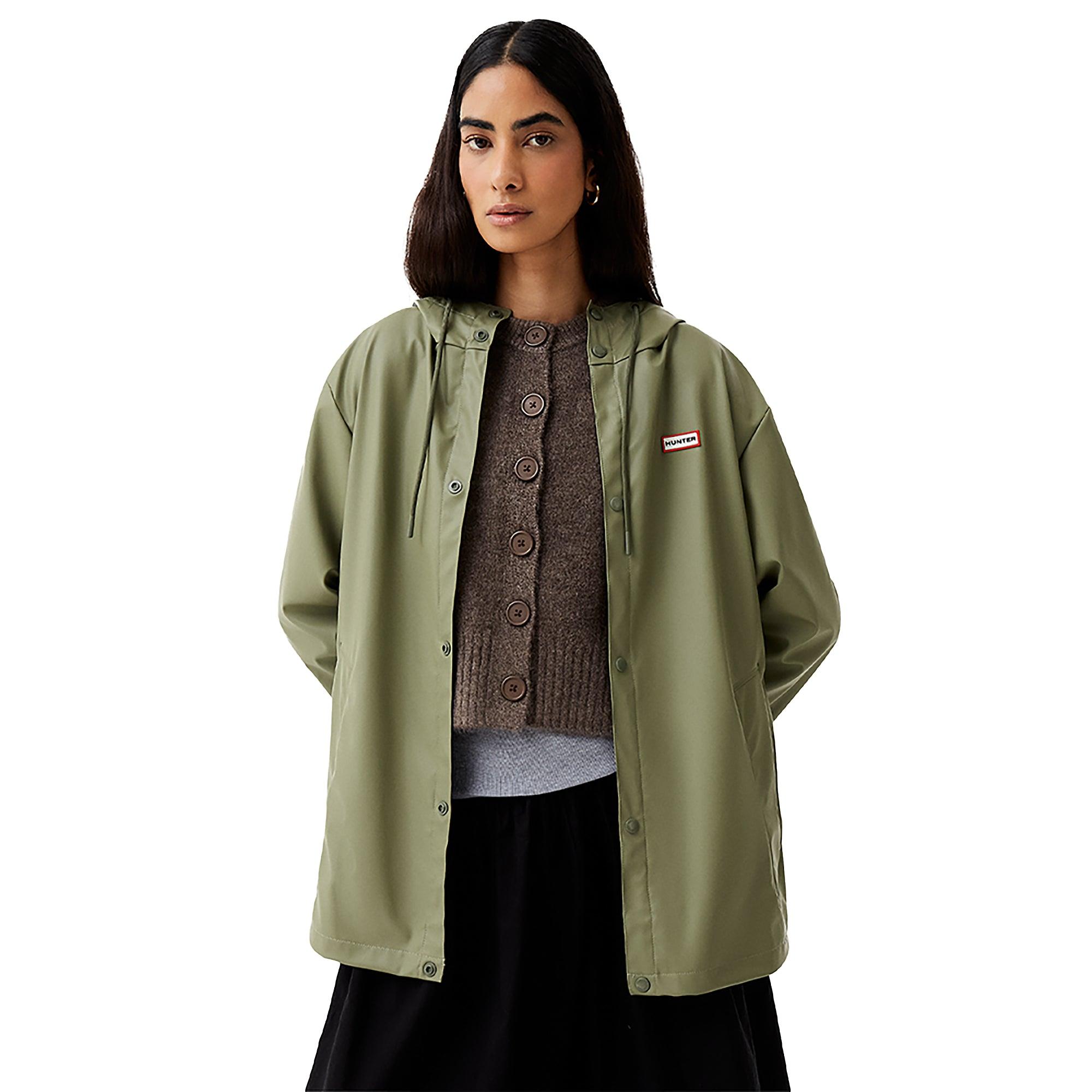 Product image 1 of 8 of Hunter Unisex Downpour Izzy Pu Hooded Jacket - Deep Lichen Green