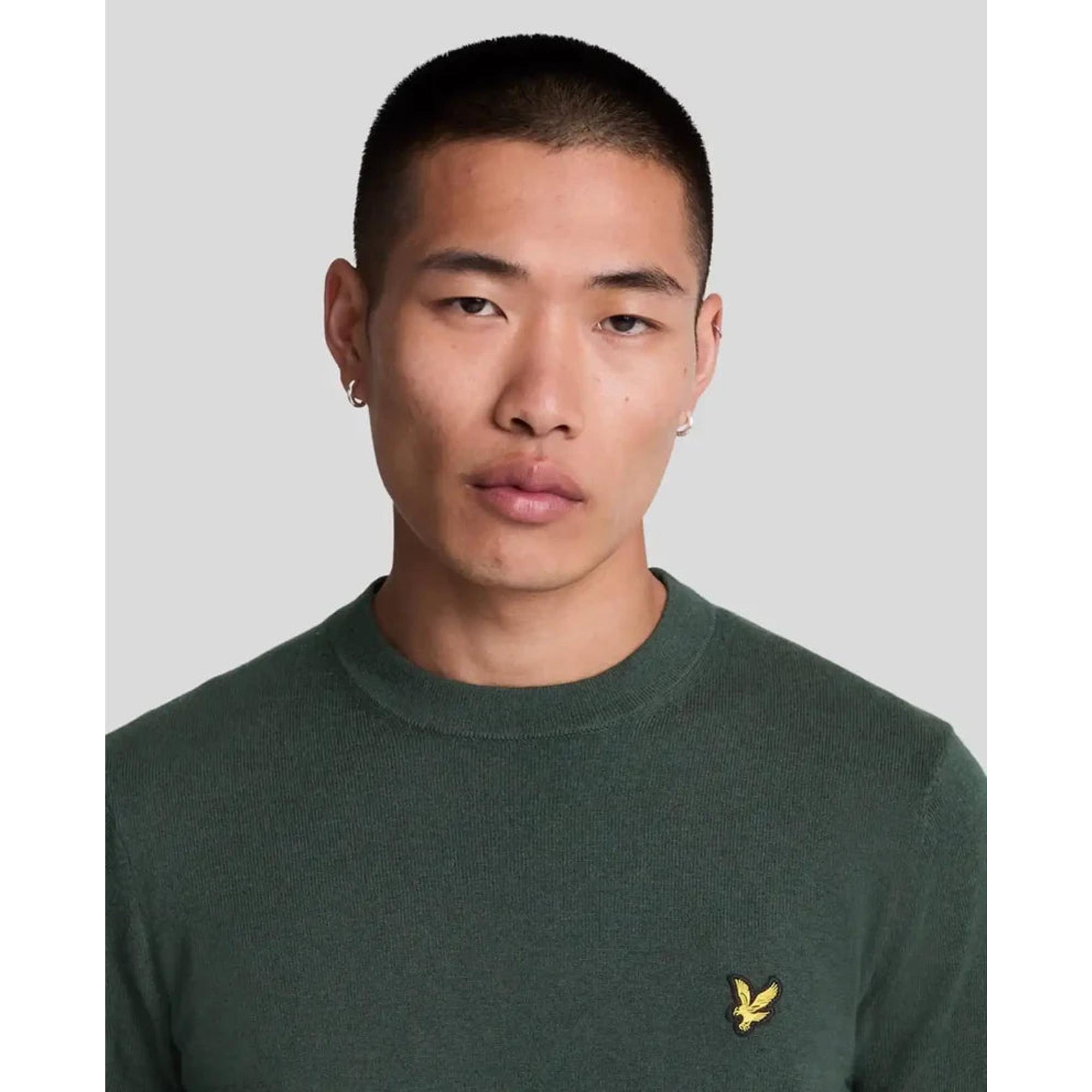 Product image 3 of 5 of Lyle & Scott Men's Cotton Merino Crew Neck Jumper - Deep Green