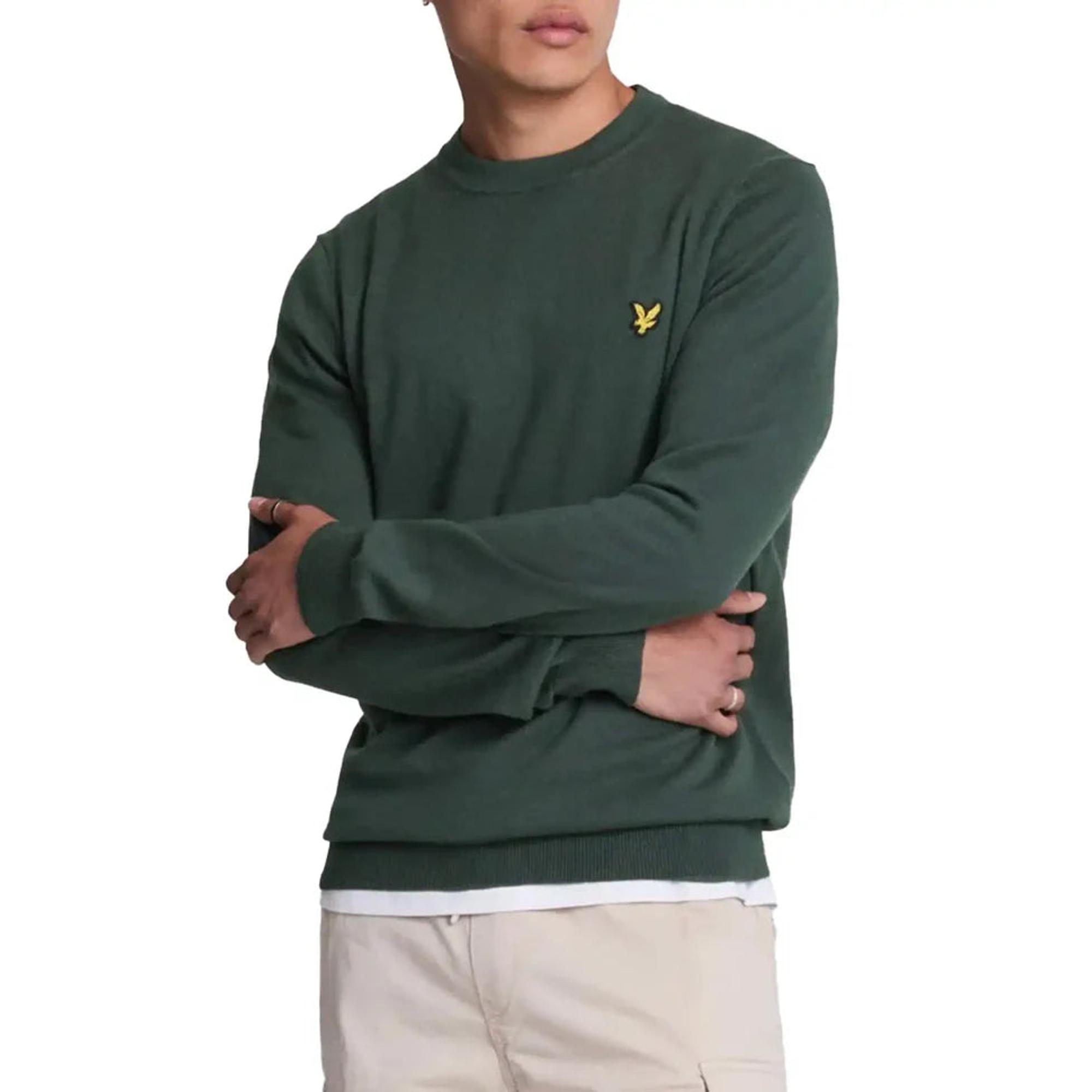 Product image 1 of 5 of Lyle & Scott Men's Cotton Merino Crew Neck Jumper - Deep Green