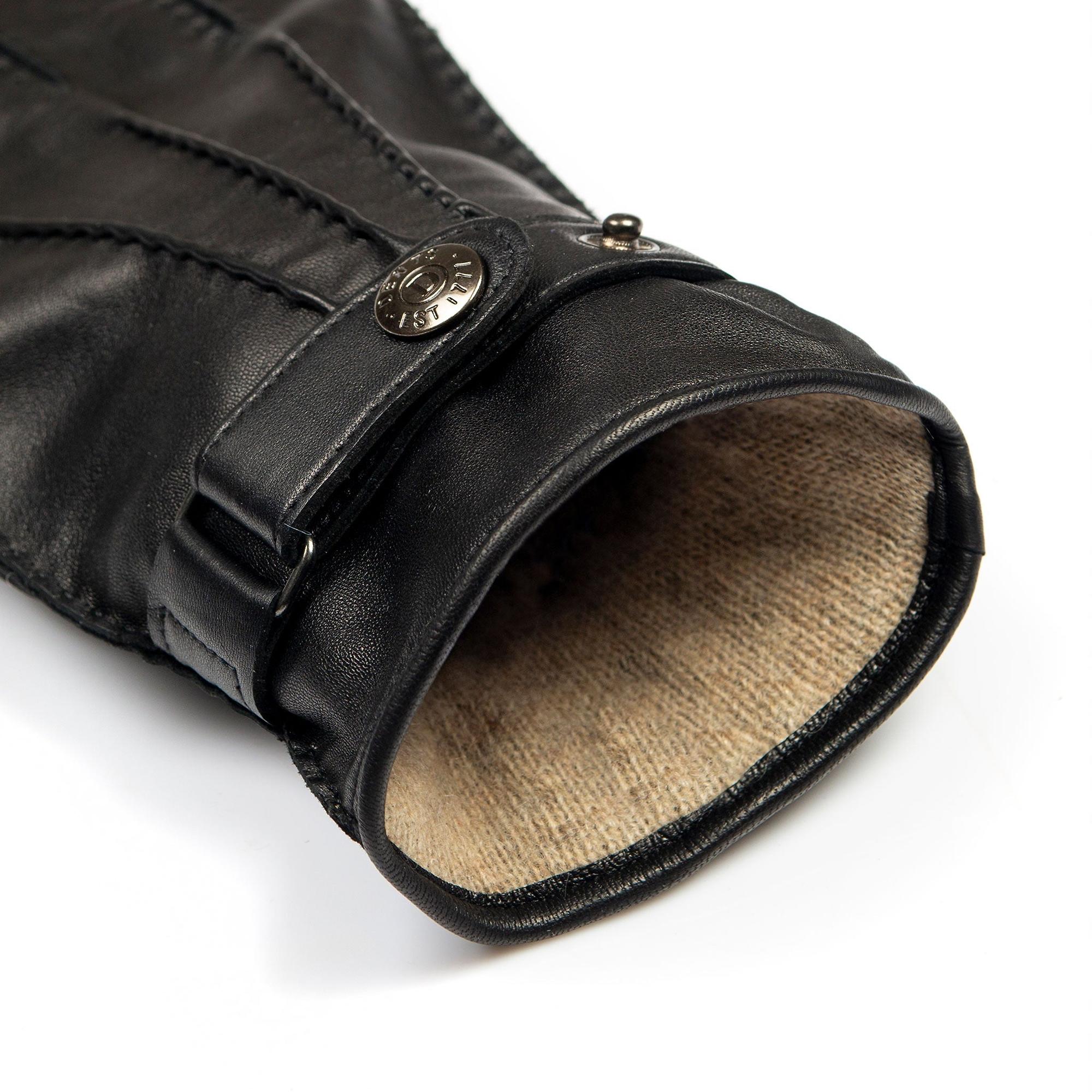 Product image 9 of 10 of Dents Men's Tetbury Handsewn Three-Point Wool and Cashmere Blend-Lined Leather Gloves - Black