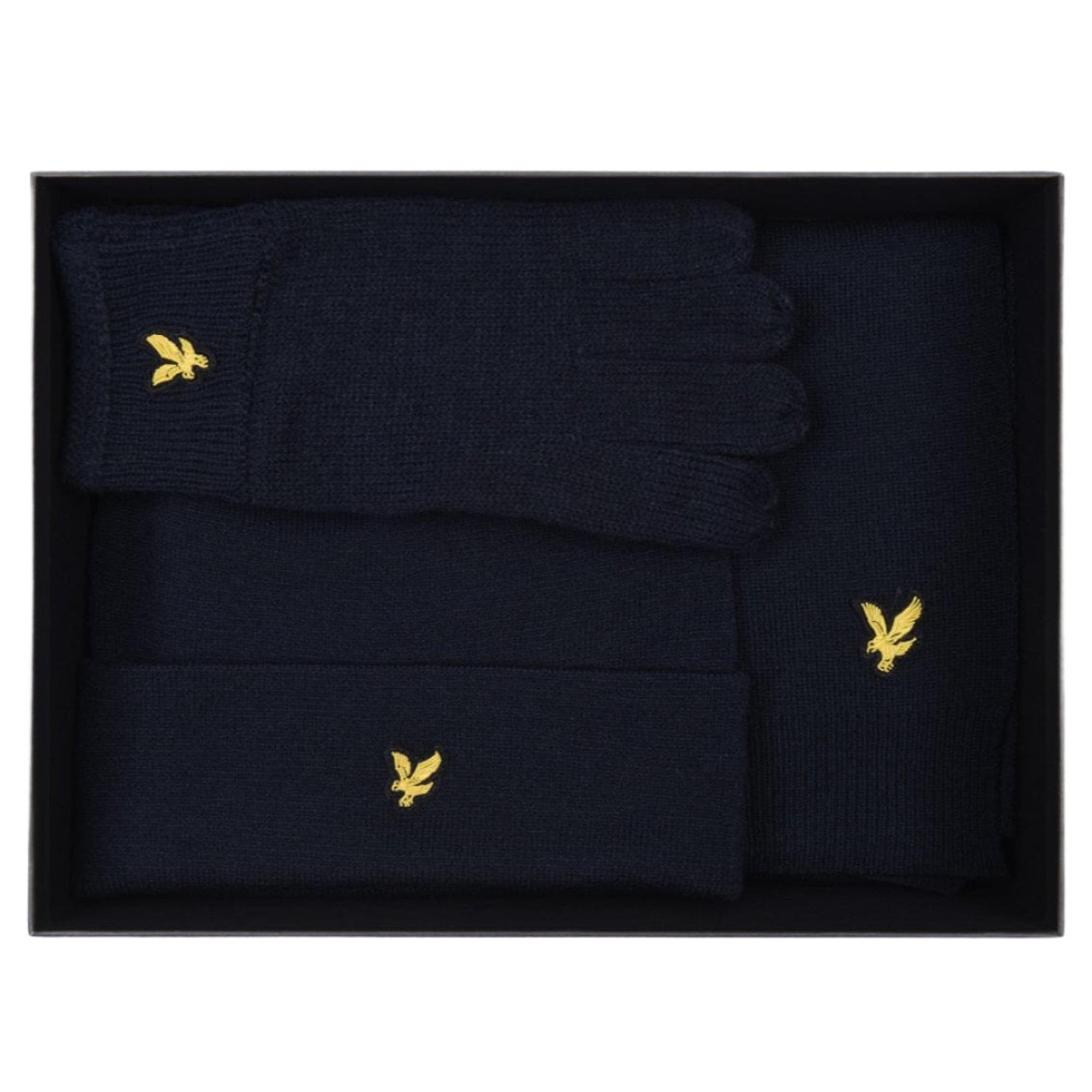 Product image 4 of 7 of Lyle & Scott Men's Checked Scarf And Beanie Gift Set - Dark Navy