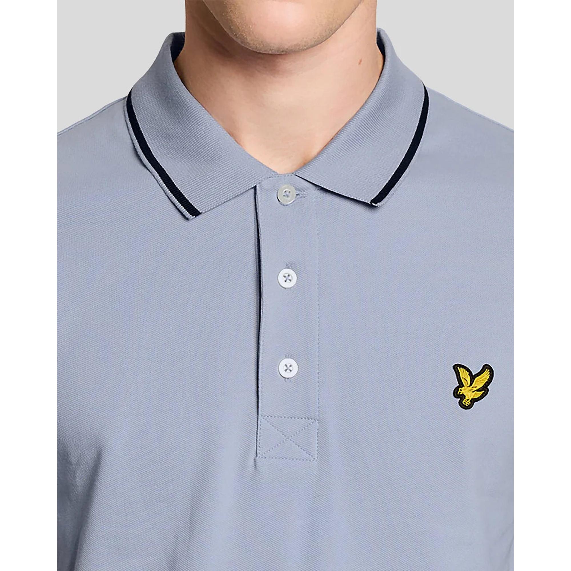 Product image 4 of 6 of Lyle & Scott Men's Tipped Polo Shirt - Bubble Blue/Jet Black