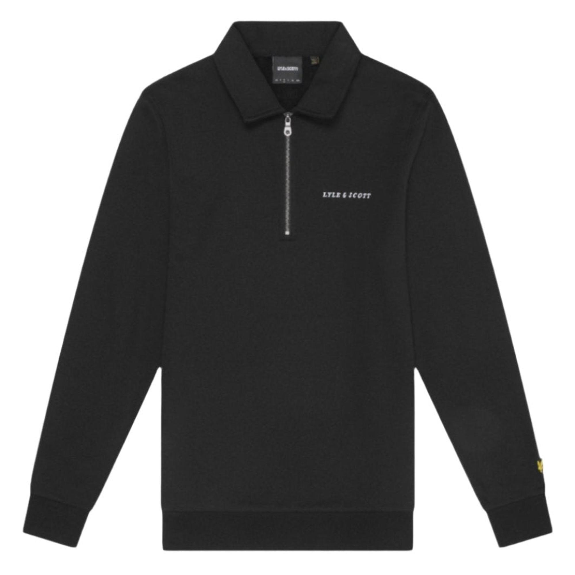 Product image 5 of 5 of Lyle & Scott Men's Embroidered Collared 1/4 Zip Jumper - Jet Black/ White