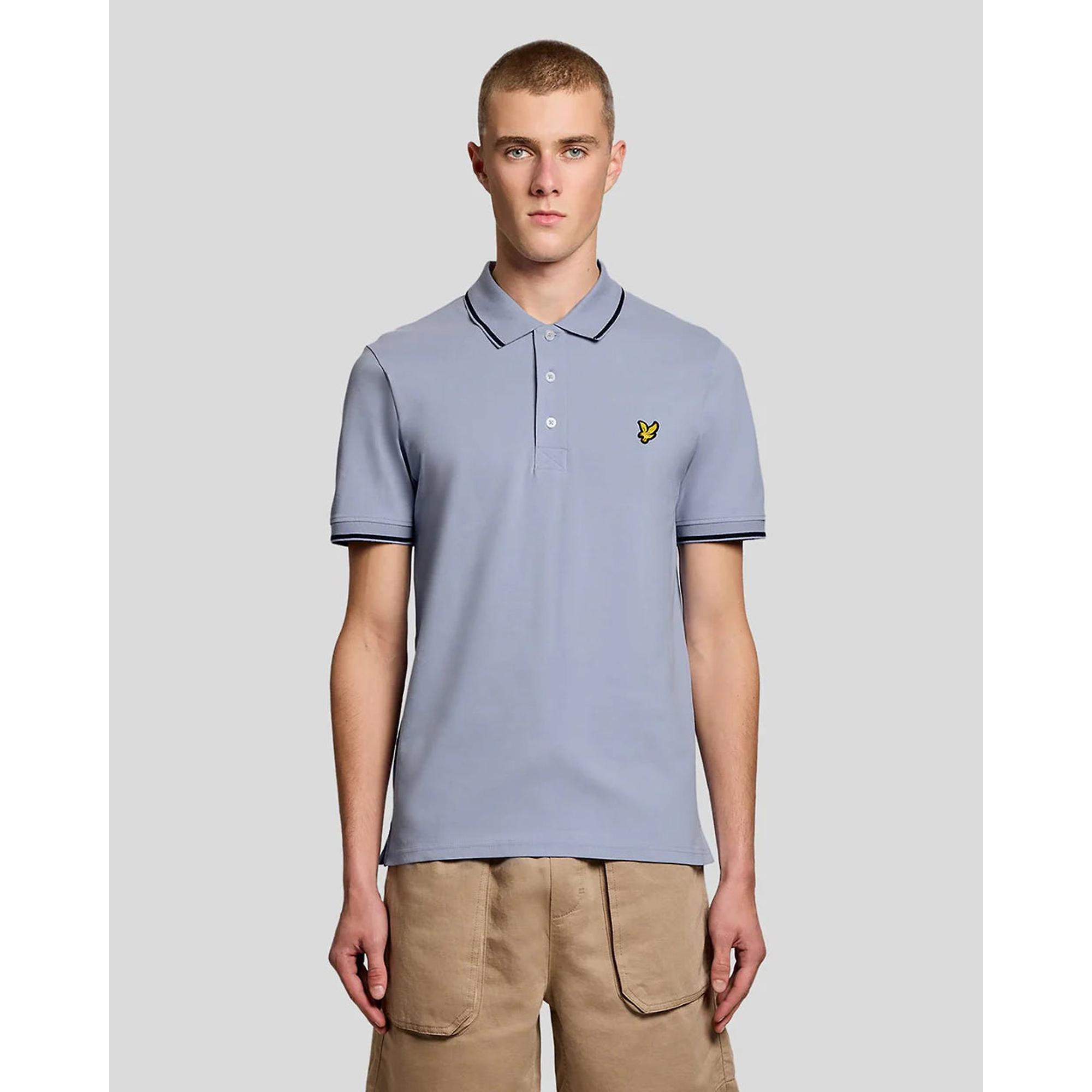 Product image 2 of 6 of Lyle & Scott Men's Tipped Polo Shirt - Bubble Blue/Jet Black