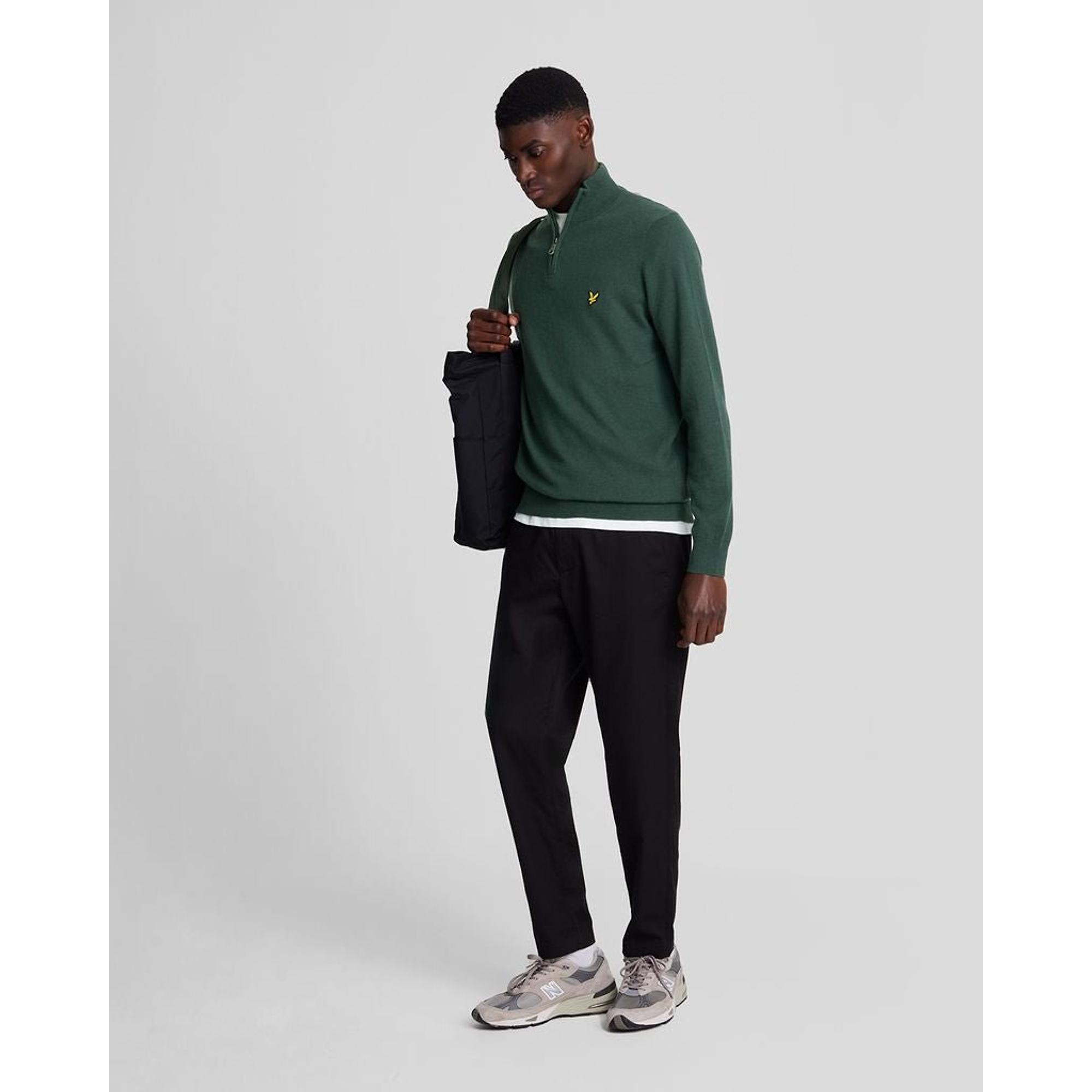 Product image 2 of 5 of Lyle & Scott Men's Cotton Merino 1/4 Zip Jumper - Argyle Teal