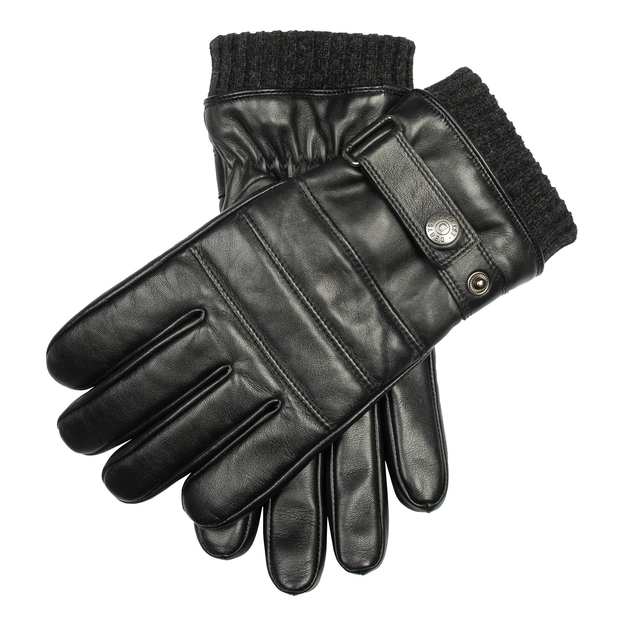 Product image 1 of 10 of Dents Men's Skipton Water-Resistant Faux Fur-Lined Leather Gloves - Black
