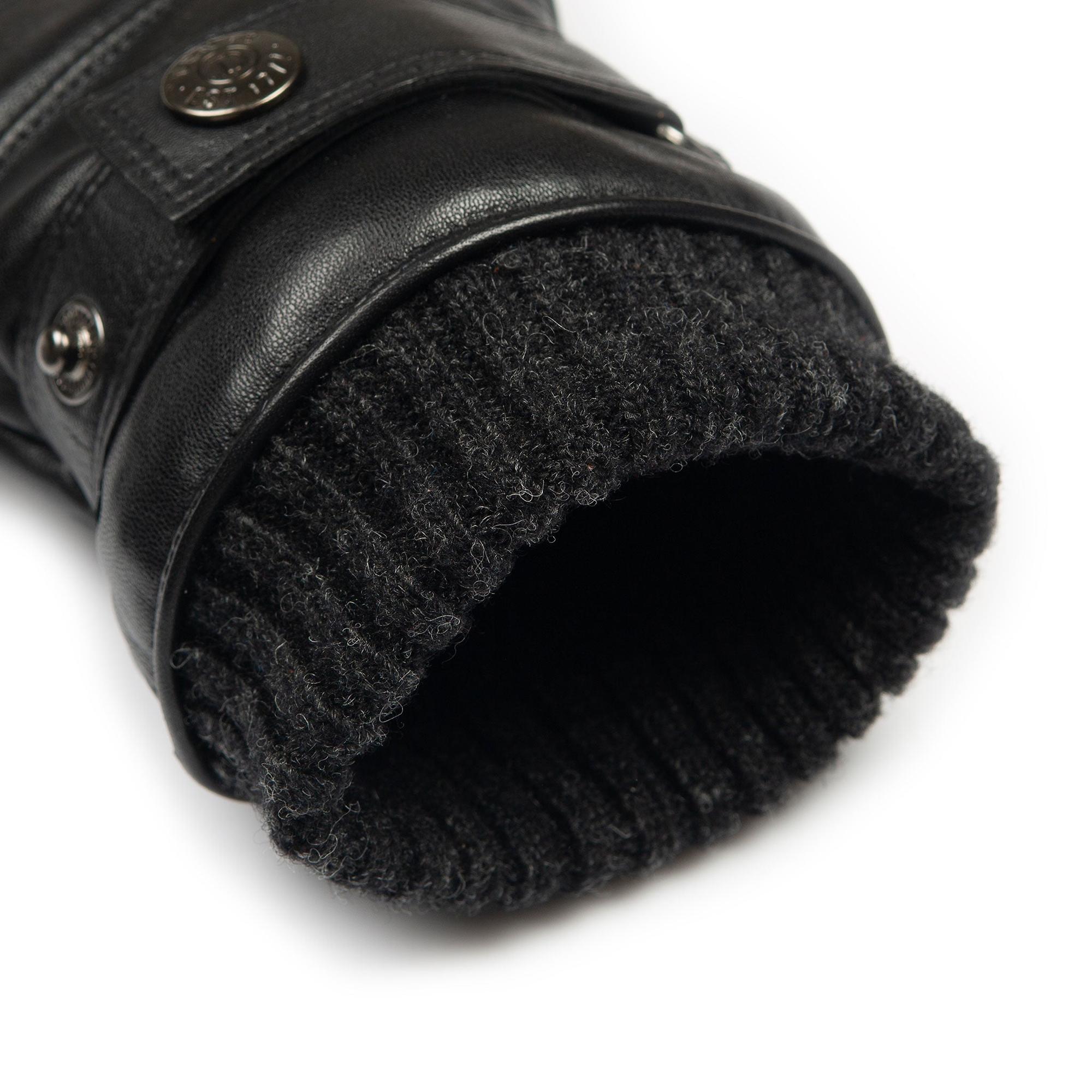 Product image 9 of 10 of Dents Men's Skipton Water-Resistant Faux Fur-Lined Leather Gloves - Black