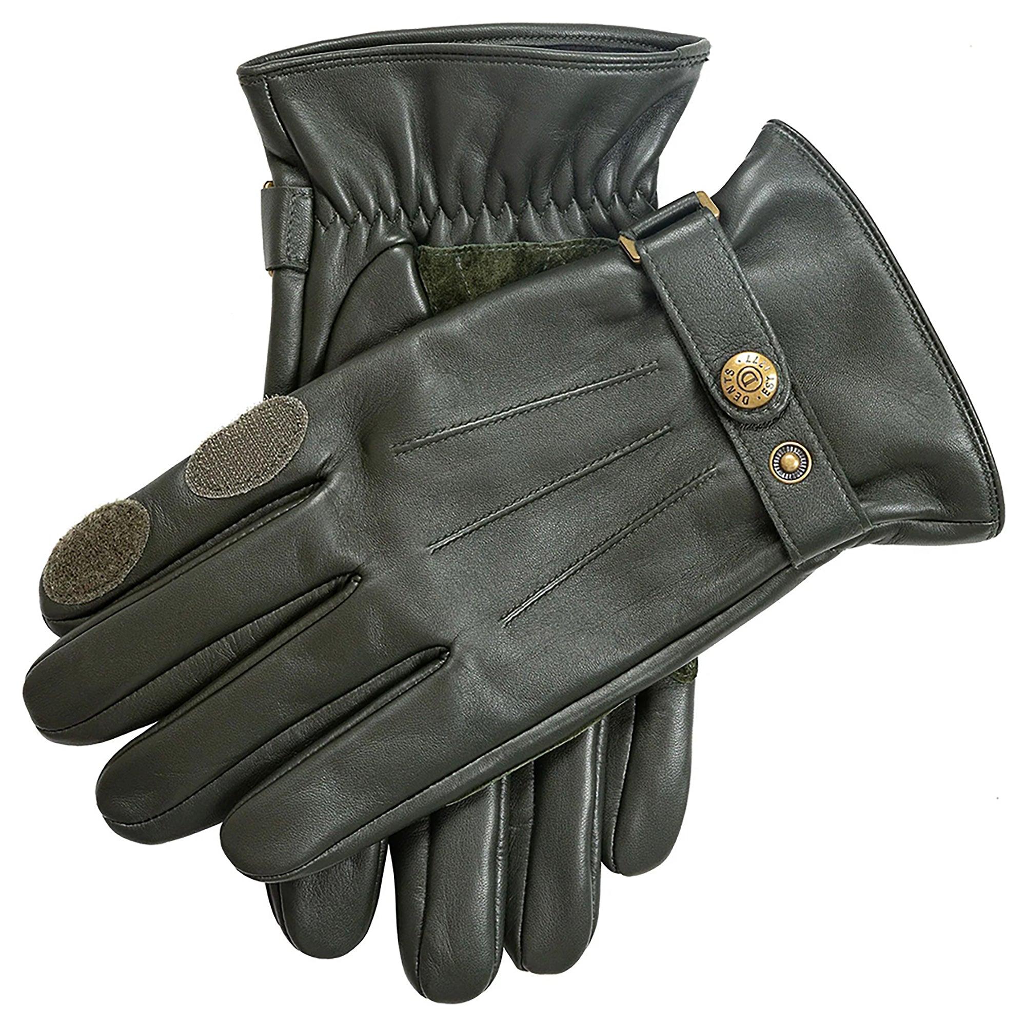 Product image 1 of 1 of Dents Men’s Birkhall Water-Resistant Fleece-Lined Leather Shooting Gloves - Olive