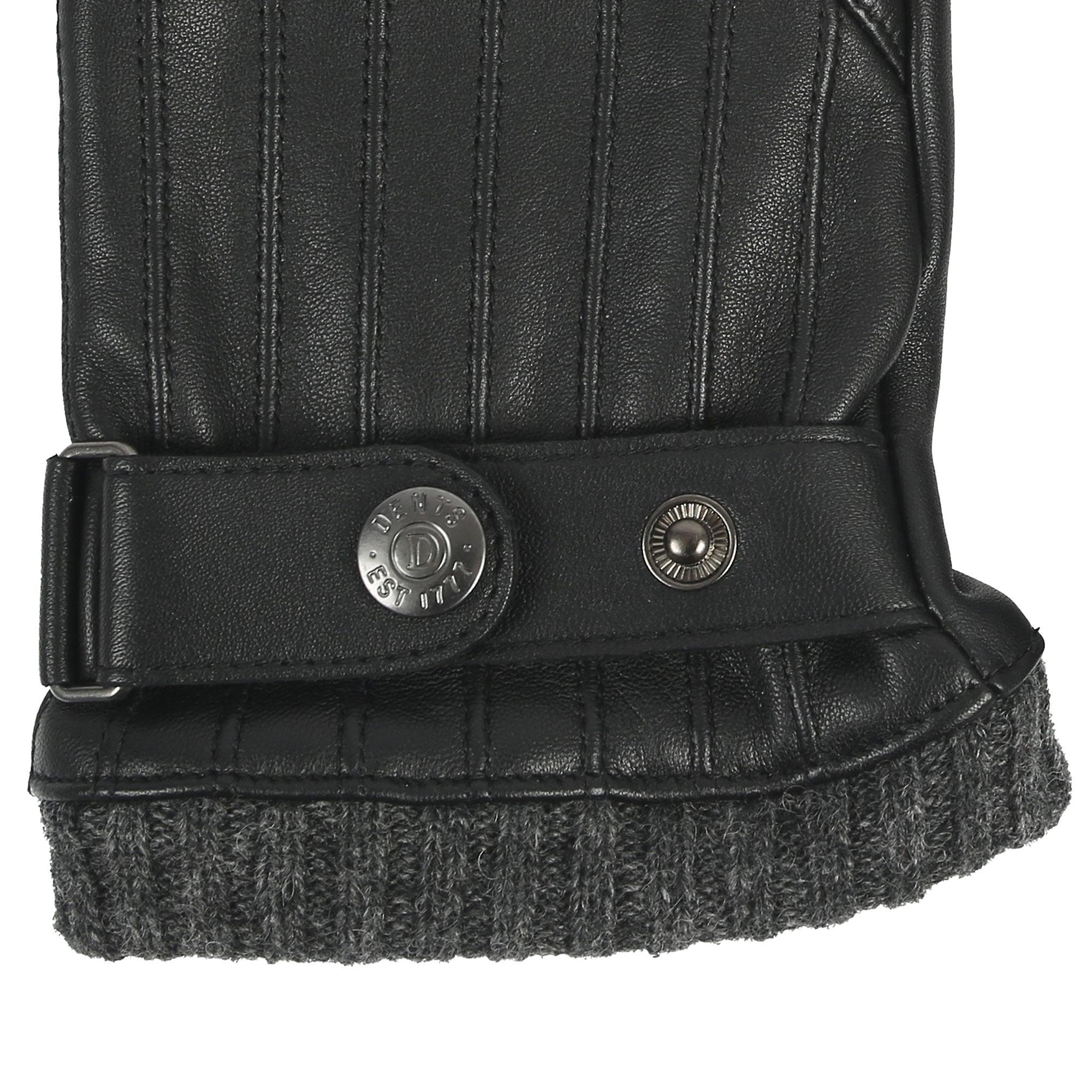 Product image 6 of 12 of Dents Men’s Sherborne Touchscreen Wool Blend-Lined Leather Gloves - Black/Grey