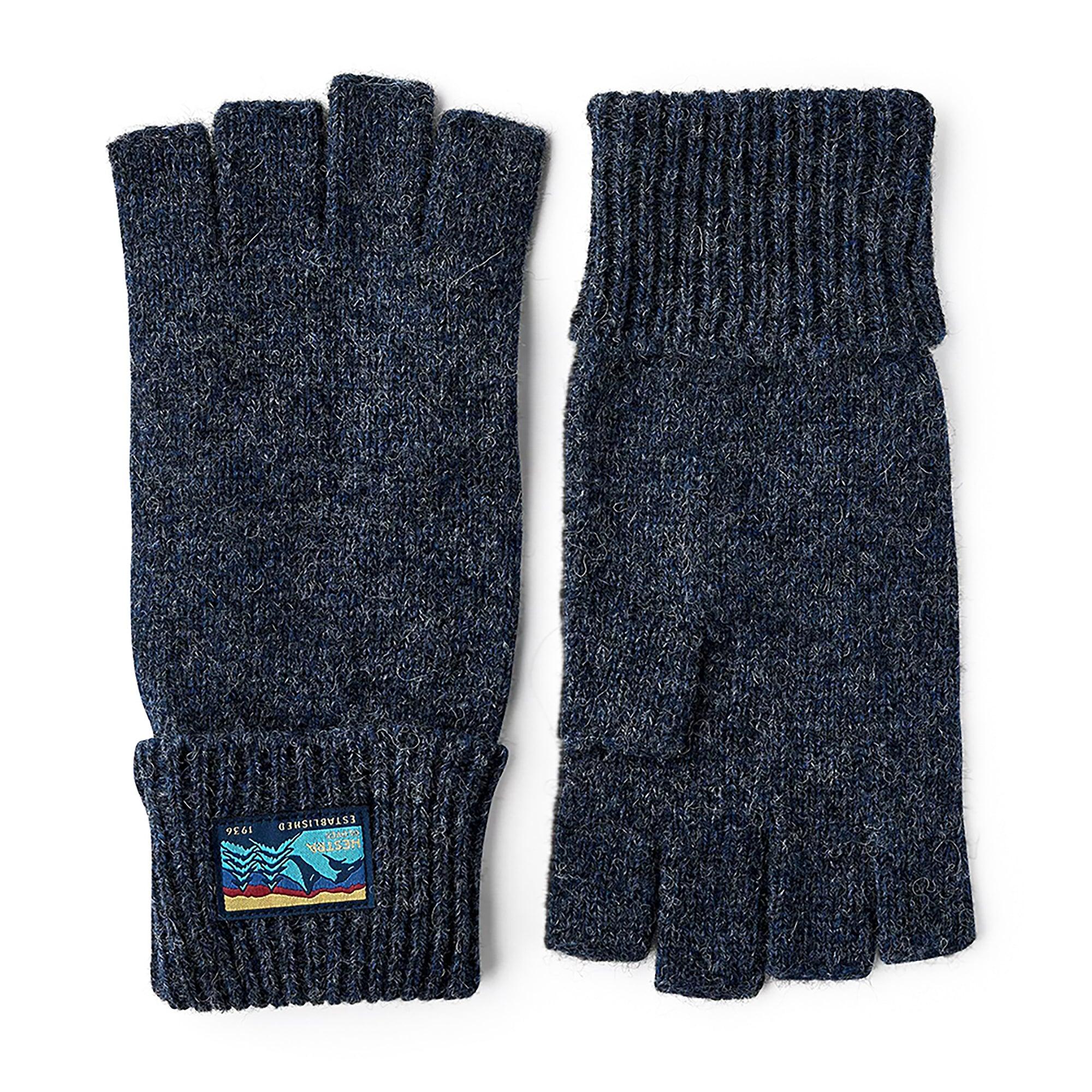 Product image 1 of 3 of Hestra Raggwool Half Finger Knitted Gloves - Navy