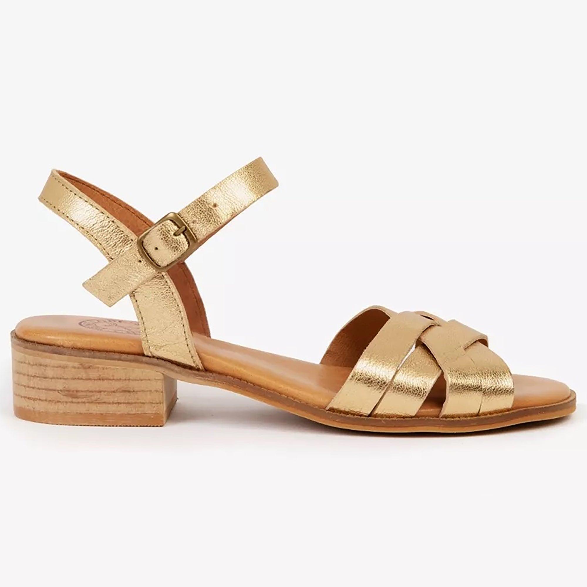 Product image 1 of 7 of Penelope Chilvers Women's Heeled Shepherdess Leather Sandals - Gold