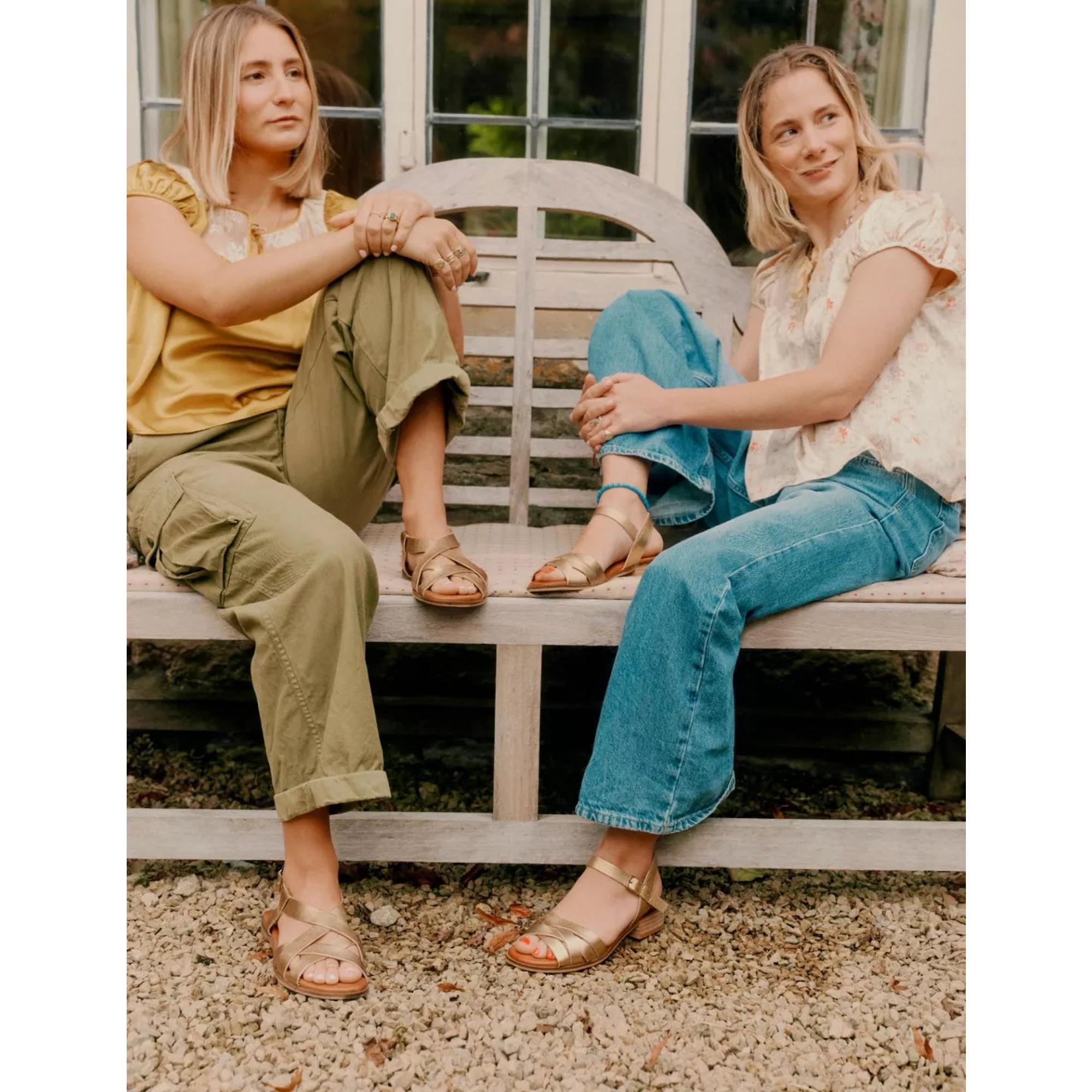 Product image 6 of 7 of Penelope Chilvers Women's Heeled Shepherdess Leather Sandals - Gold