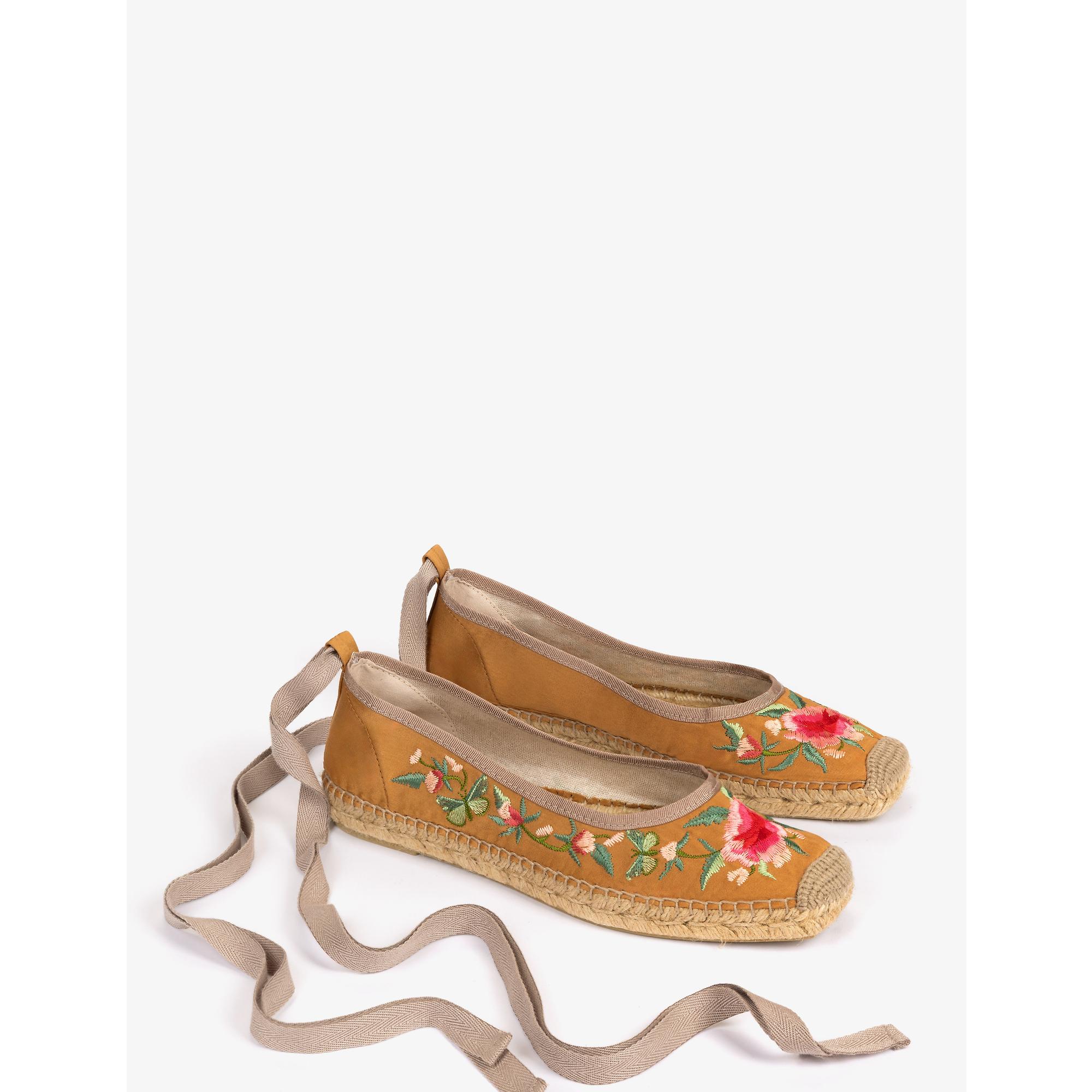 Product image 2 of 4 of Penelope Chilvers Women's Allegra Butterfly Embroidered Satin Espadrilles - Honey