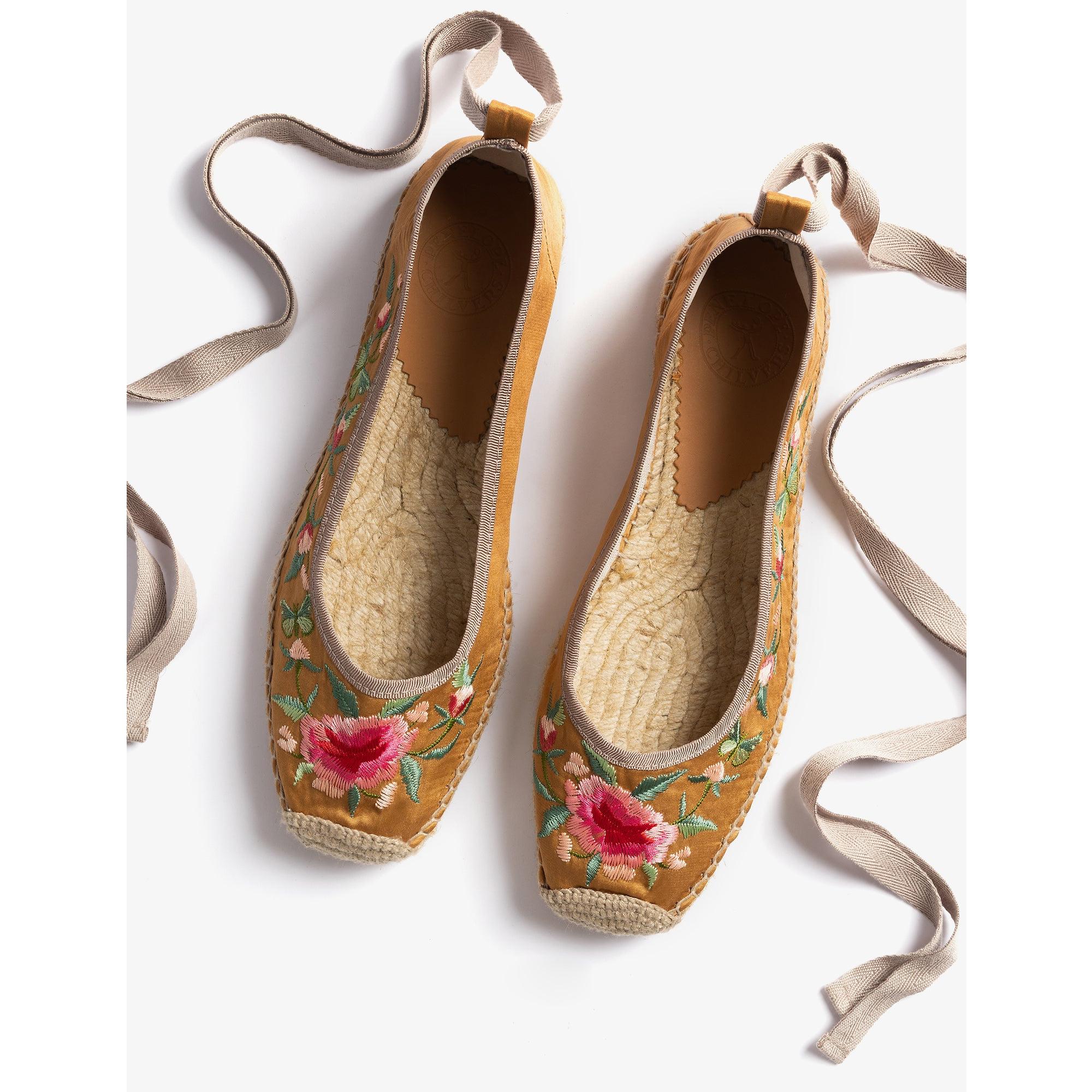 Product image 3 of 4 of Penelope Chilvers Women's Allegra Butterfly Embroidered Satin Espadrilles - Honey