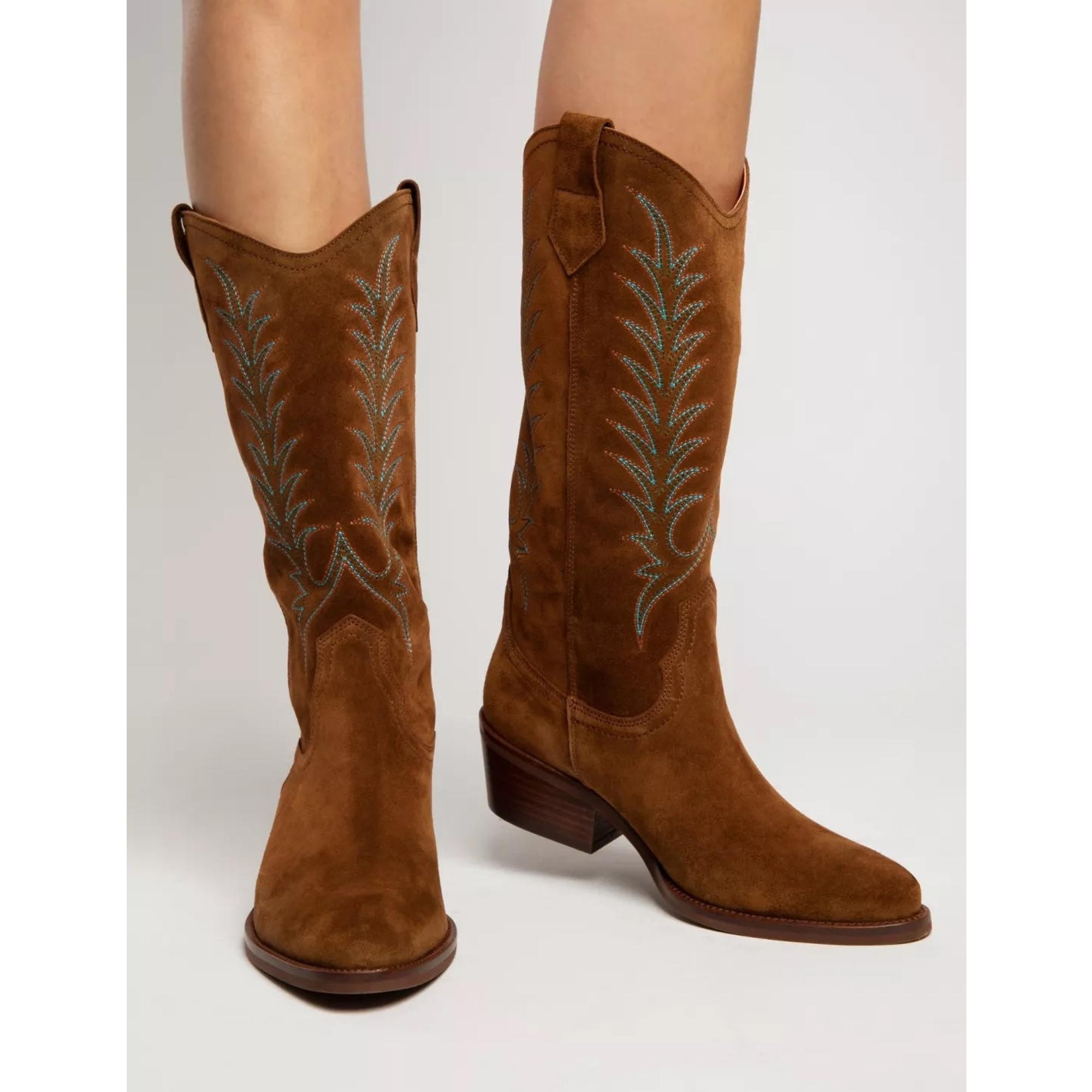 Product image 2 of 5 of Penelope Chilvers Women's Goldie Embroidered Cowboy Boots - Peat