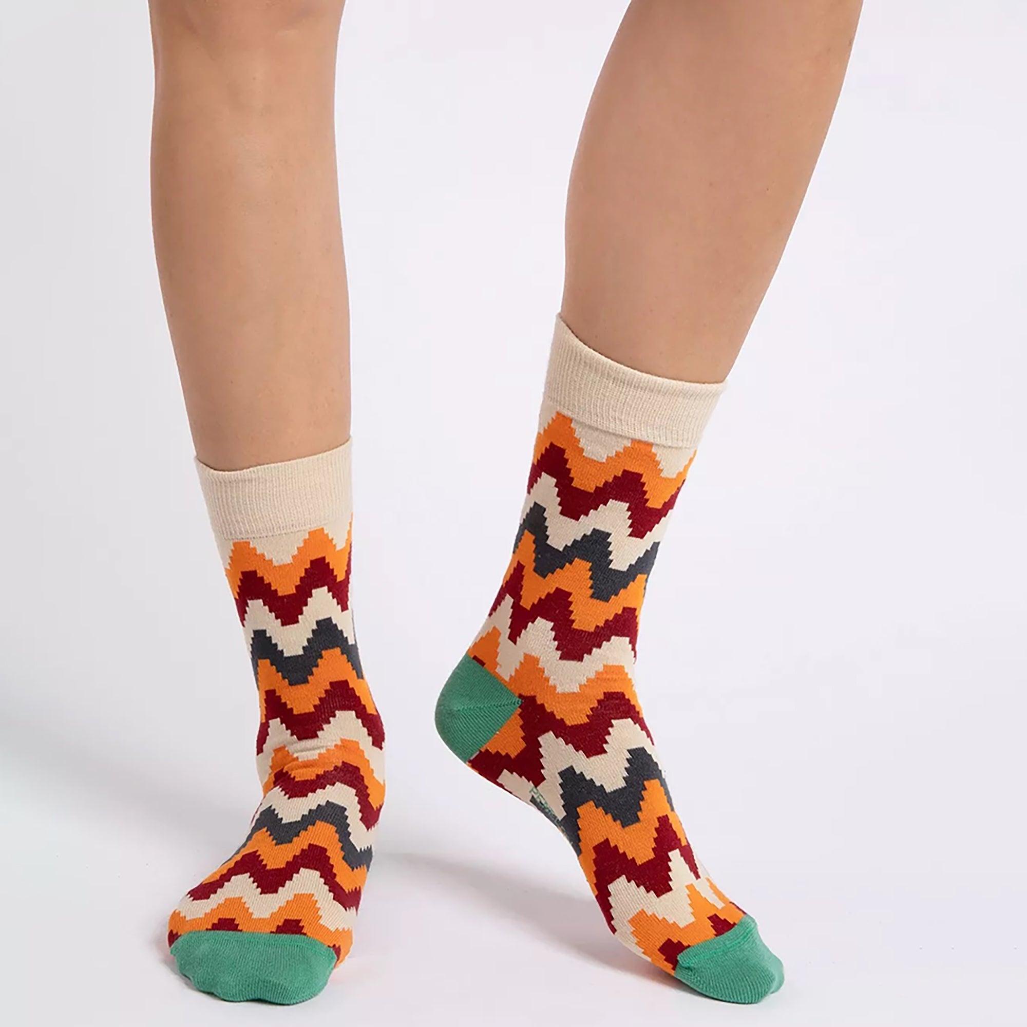 Product image 2 of 4 of Penelope Chilvers Women's Wyoming Cotton Socks (3 pack) - Orange/Multi
