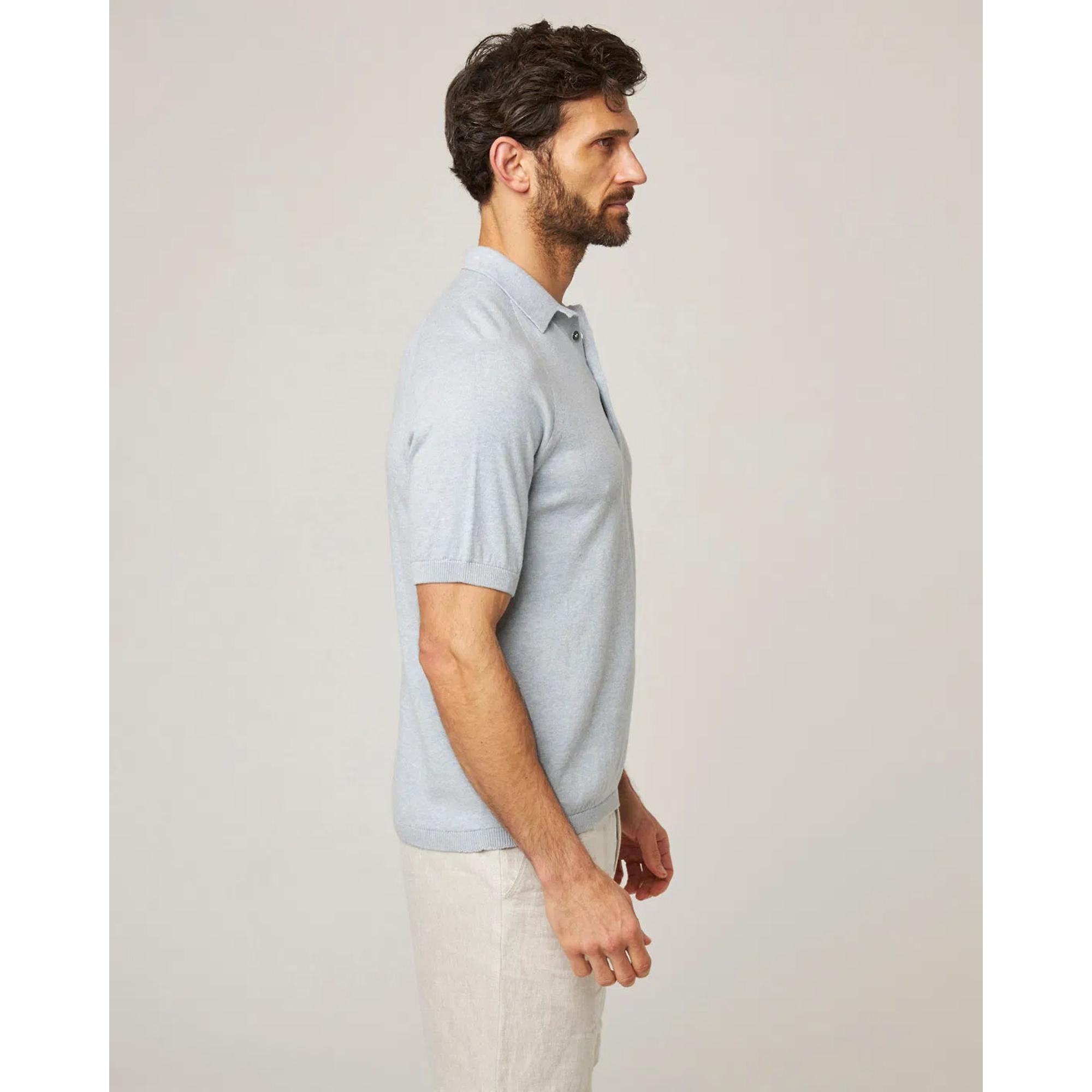 Product image 3 of 8 of Peregrine Men's Jones Made In England Cotton Polo Shirt 2.0 - Washed Denim