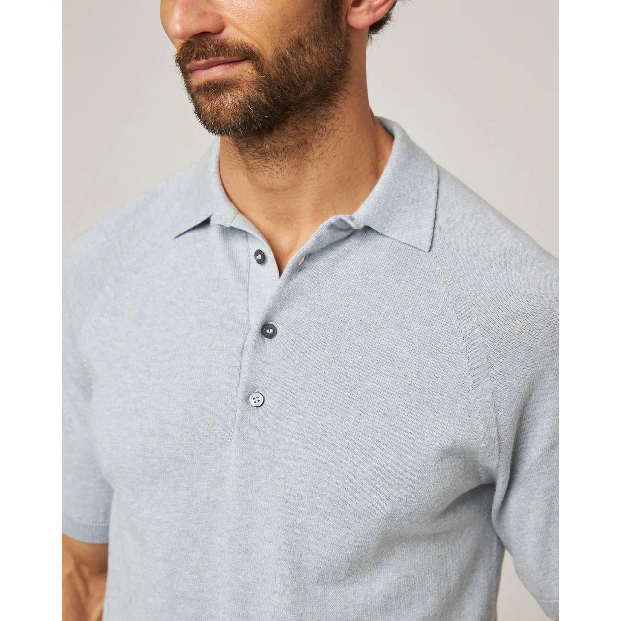 Product image 6 of 8 of Peregrine Men's Jones Made In England Cotton Polo Shirt 2.0 - Washed Denim