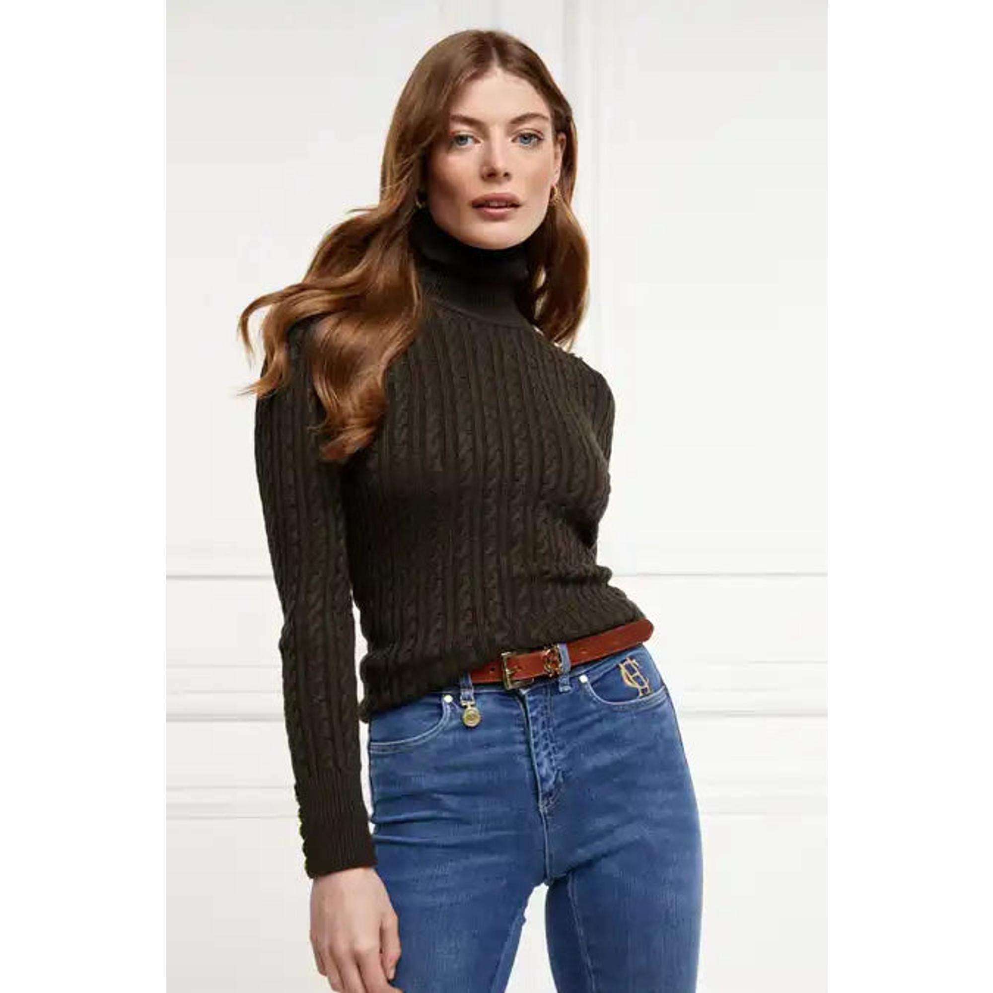 Product image 5 of 7 of Holland Cooper Women's Seattle Roll Neck Cable Knit - Fern Green