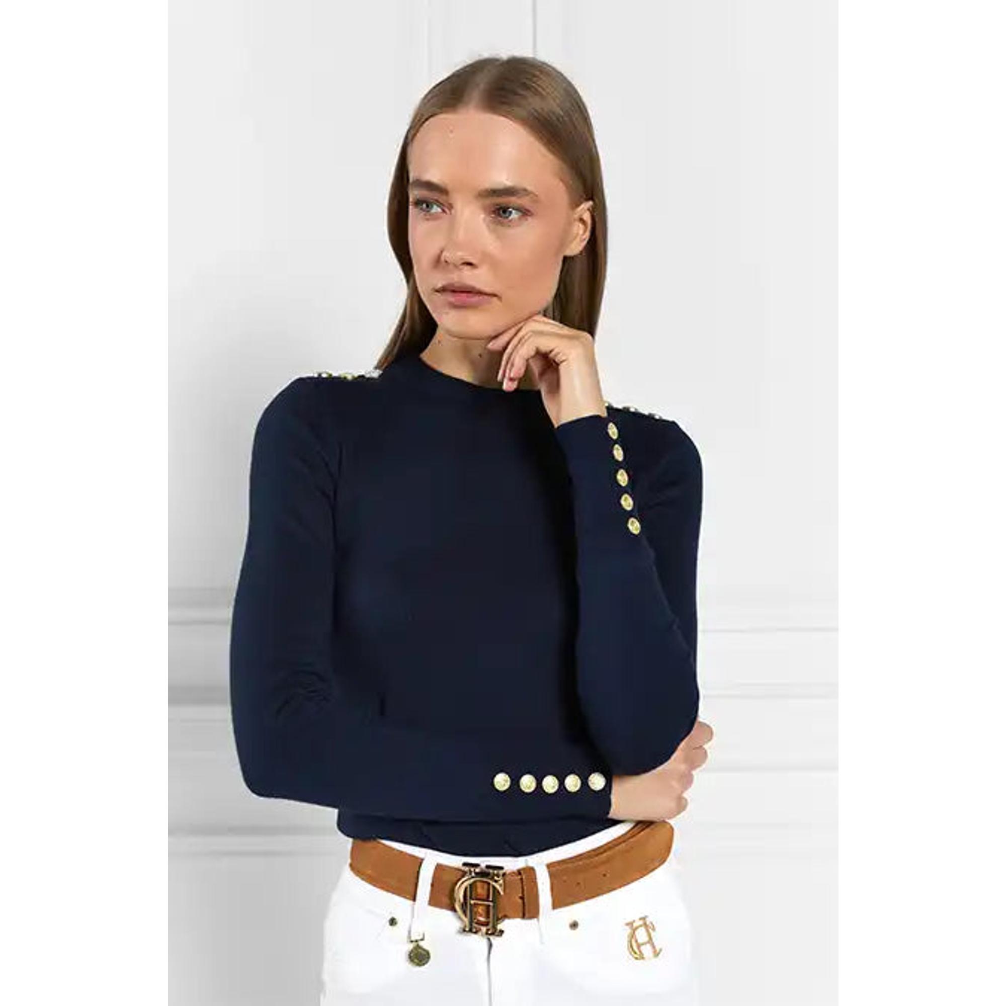 Product image 6 of 7 of Holland Cooper Women's Buttoned Knit Crew Neck - Ink Navy
