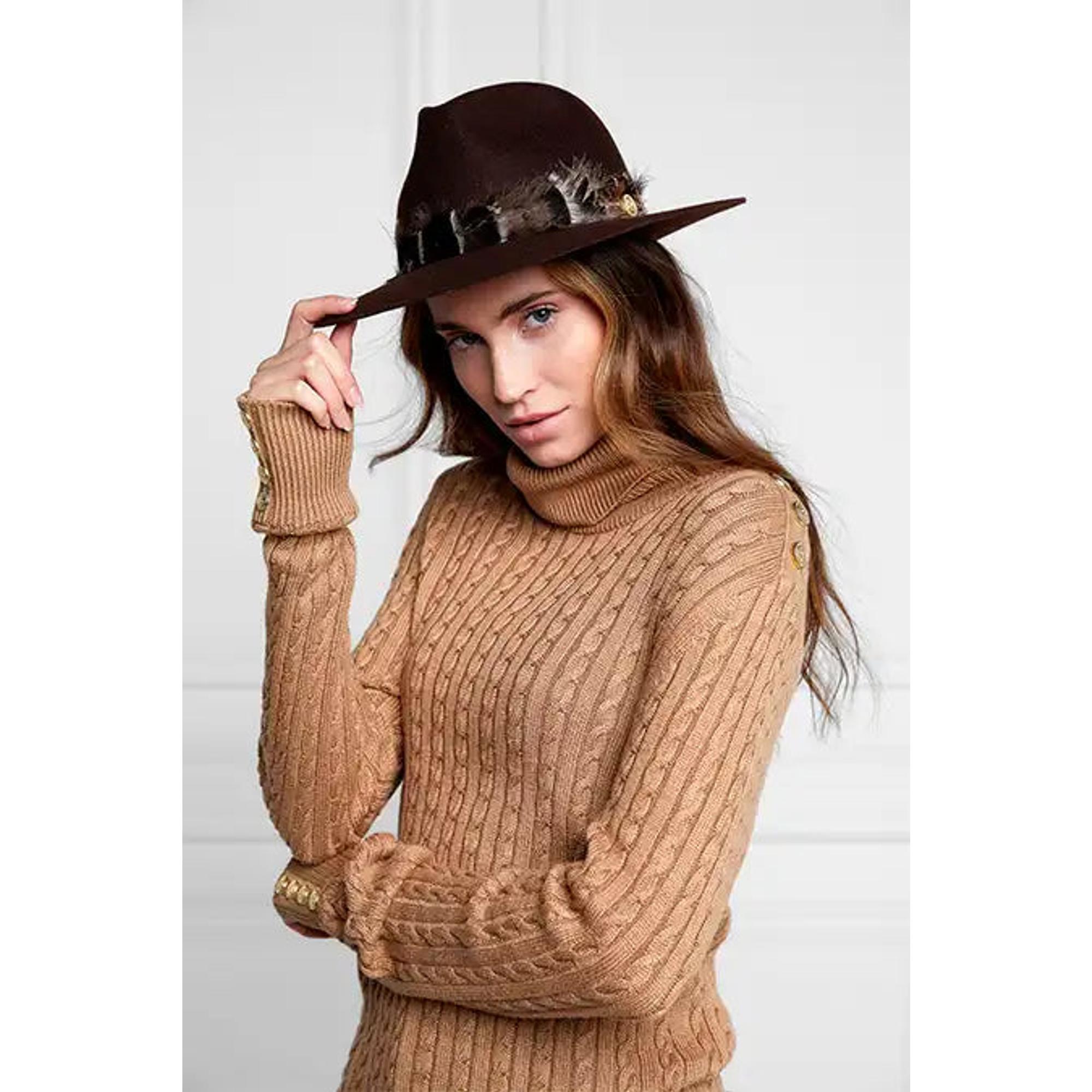 Product image 6 of 9 of Holland Cooper Trilby Hat Iridescent Feather Band - Chocolate