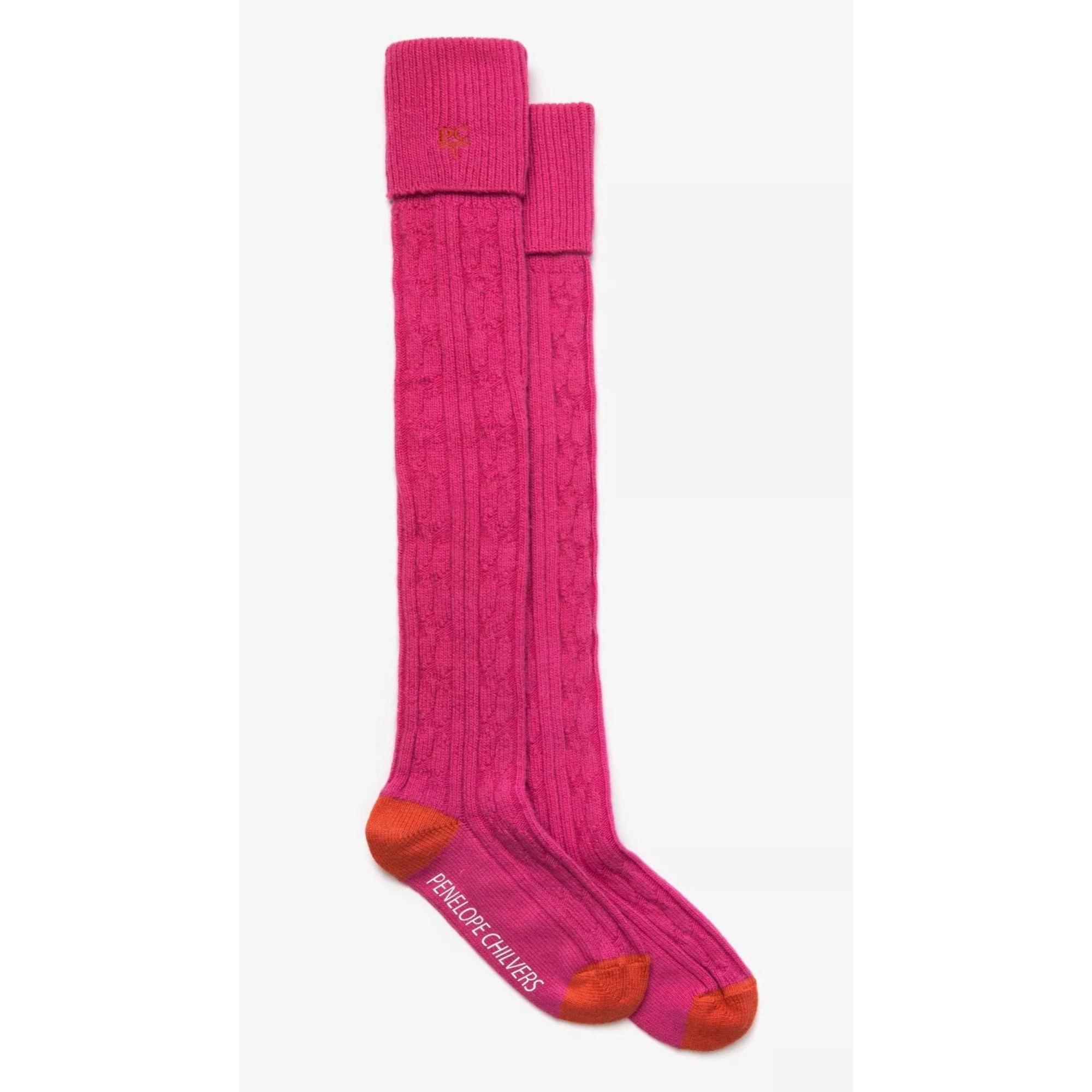 Product image 2 of 5 of Penelope Chilvers Women's Cashmere Cable Boot Socks - Pink