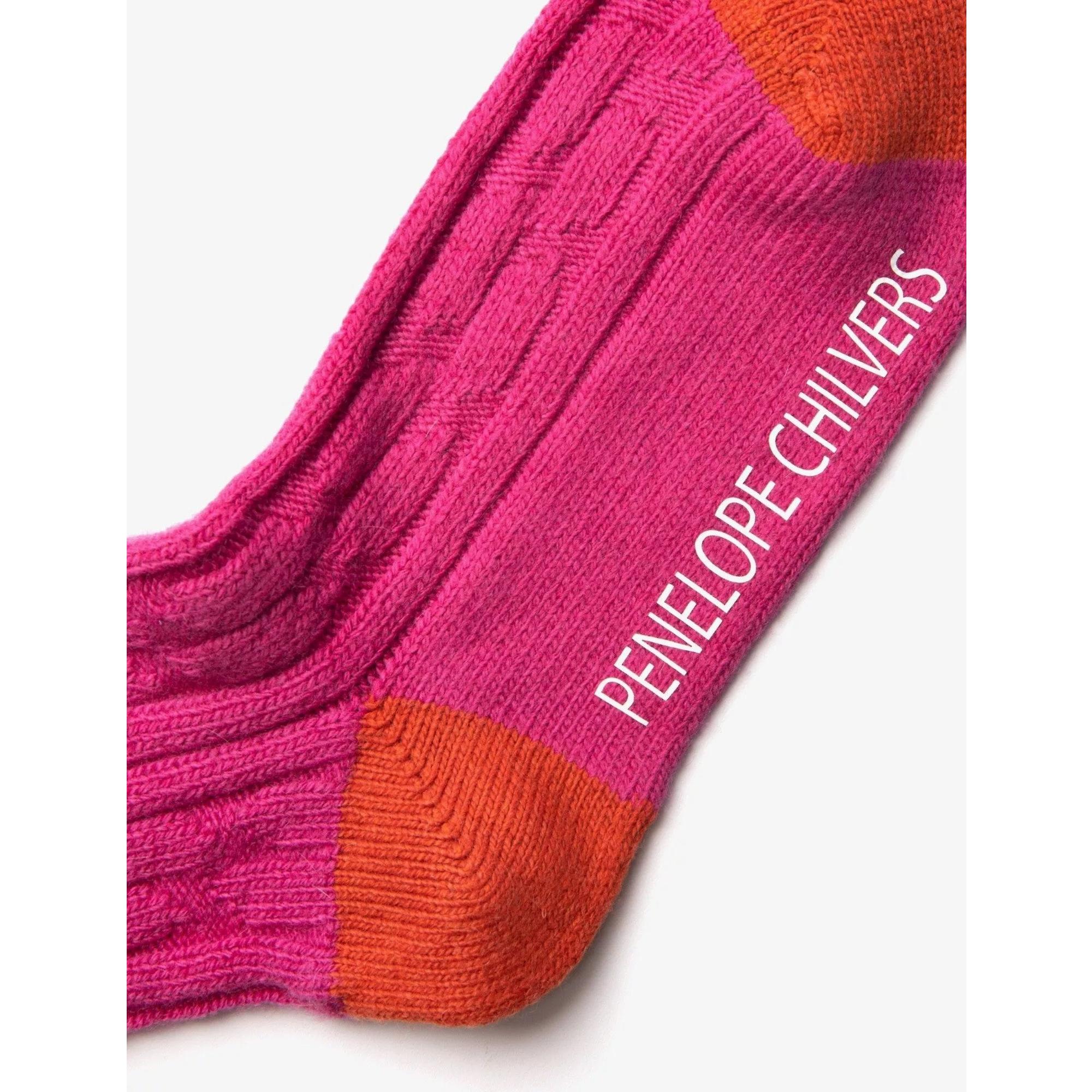 Product image 3 of 5 of Penelope Chilvers Women's Cashmere Cable Boot Socks - Pink