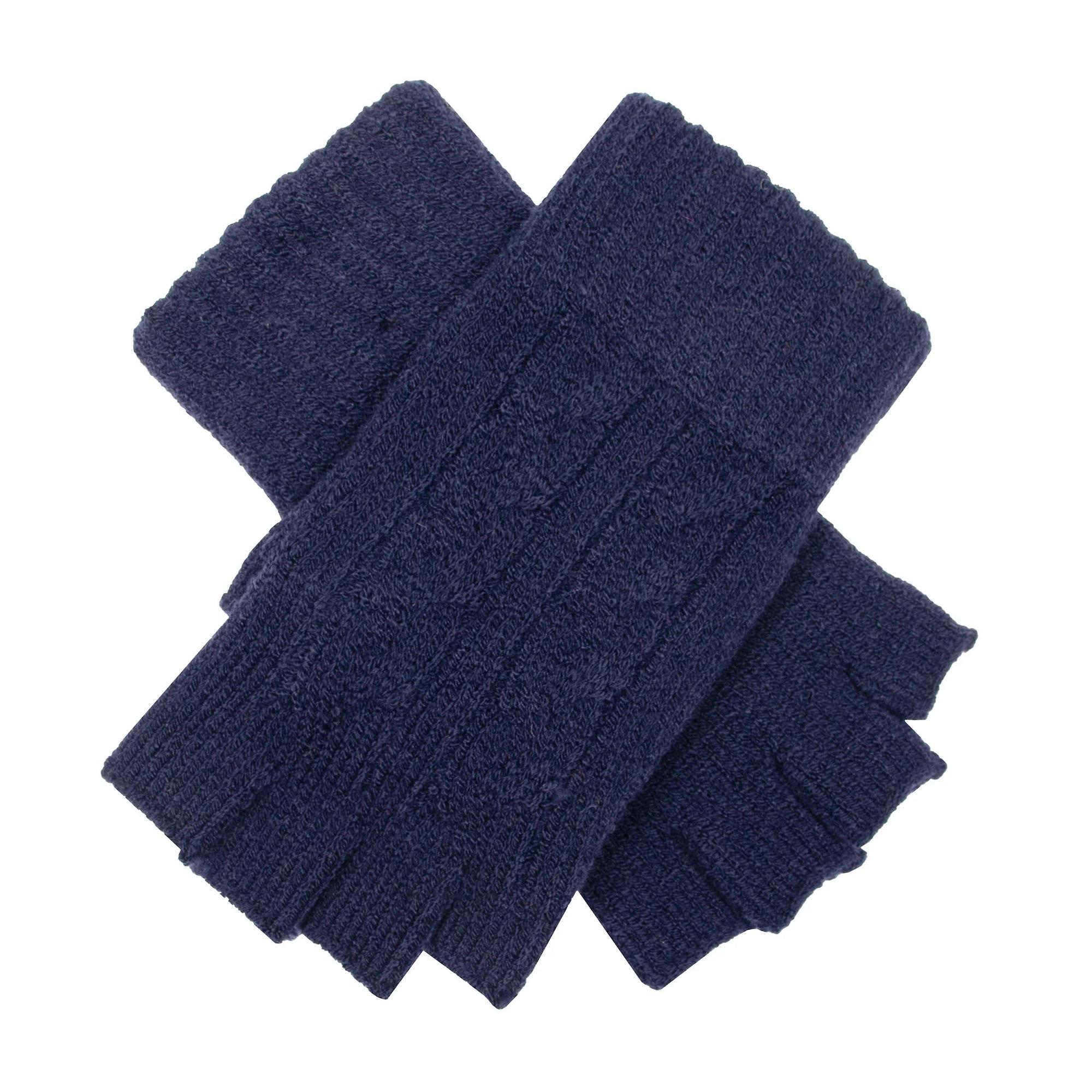 Product image 1 of 10 of Dents Women's Fingerless Cable Knit Gloves - Navy