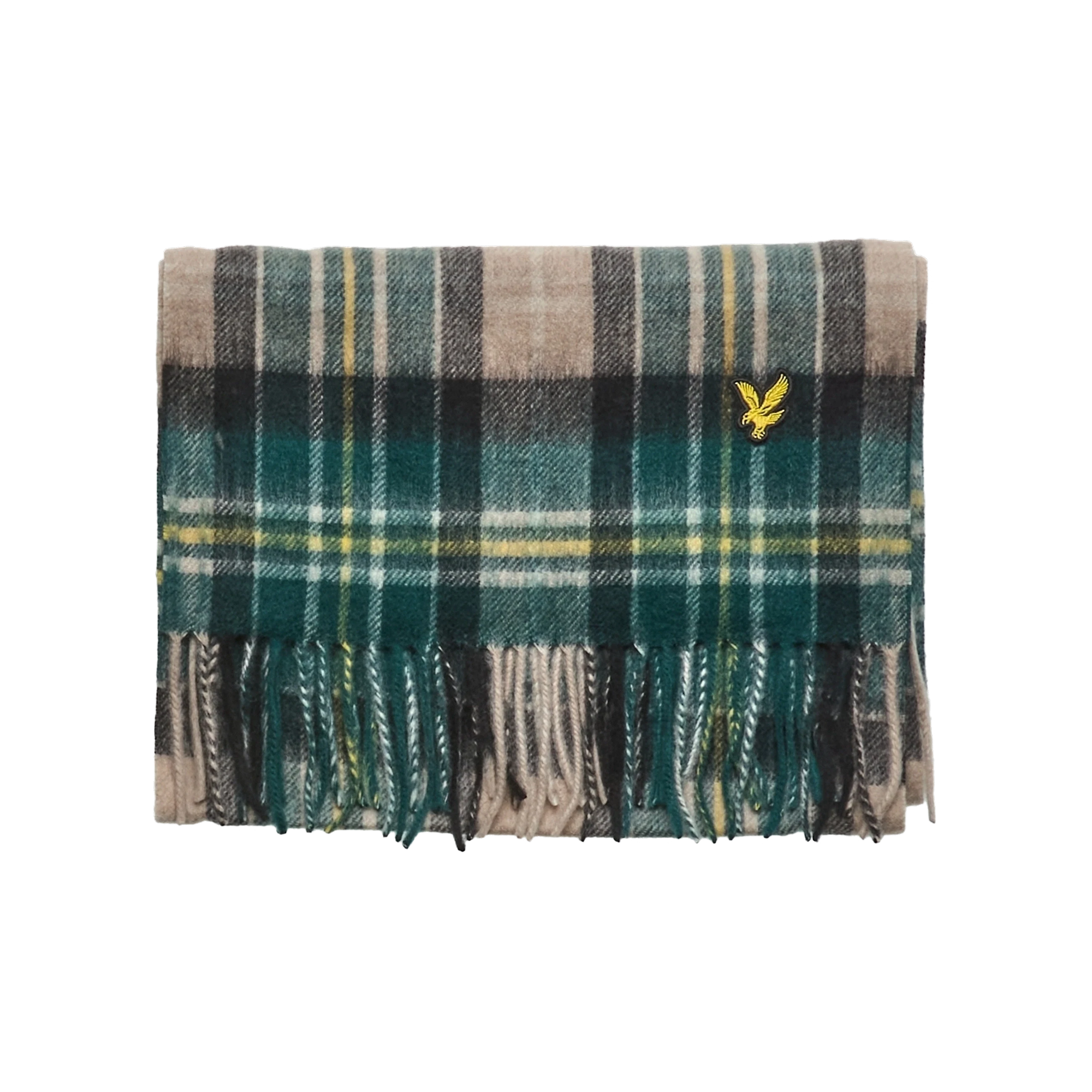 Product image 5 of 7 of Lyle & Scott Men's Lambswool Blend Checked Scarf & Beanie Gift Set - Argyle Teal