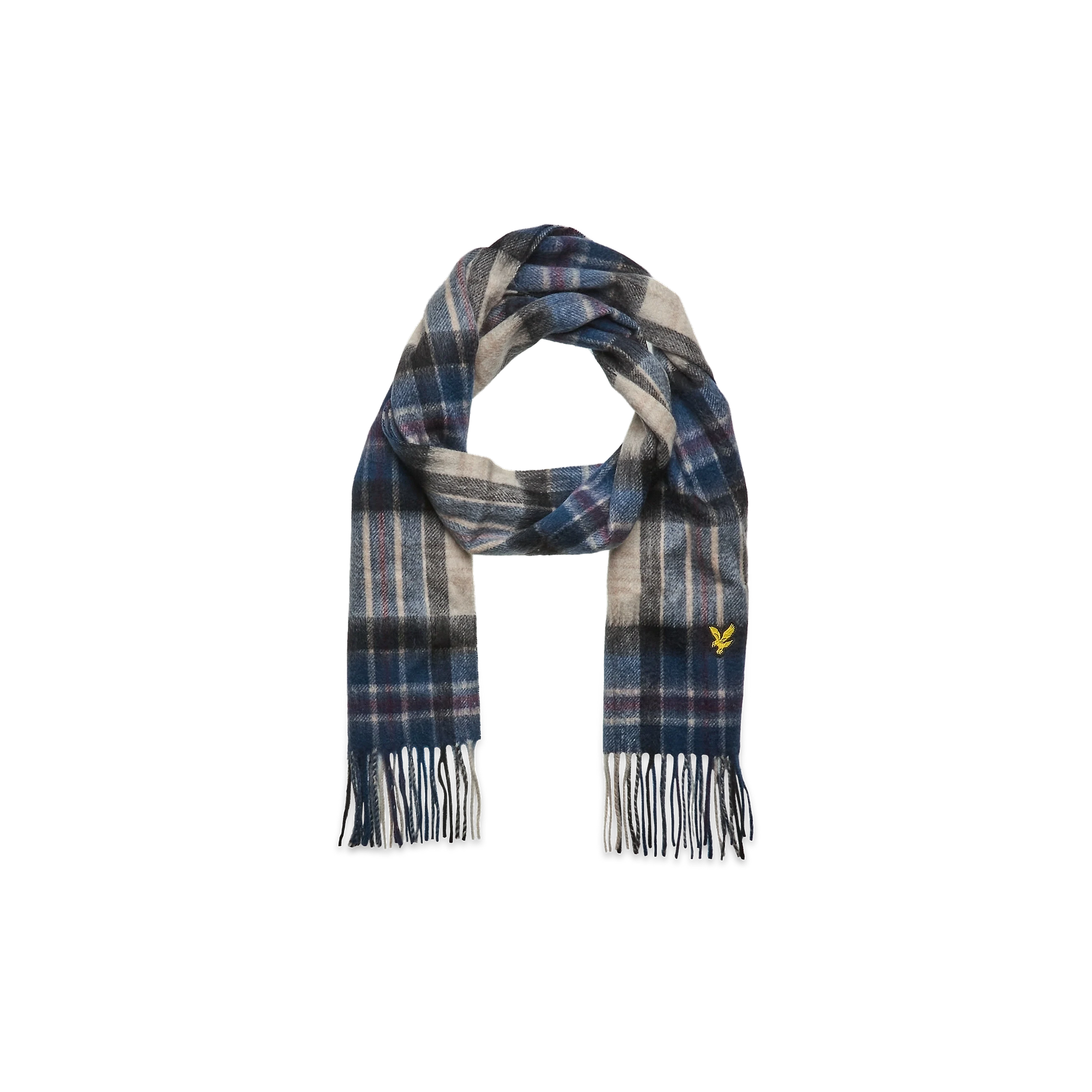 Product image 5 of 8 of Lyle & Scott Men's Lambswool Blend Checked Scarf & Beanie Gift Set - Dark Navy