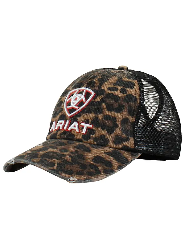 Ariat Women's Embossed Logo Cheetah Print Cap - Black Image 1