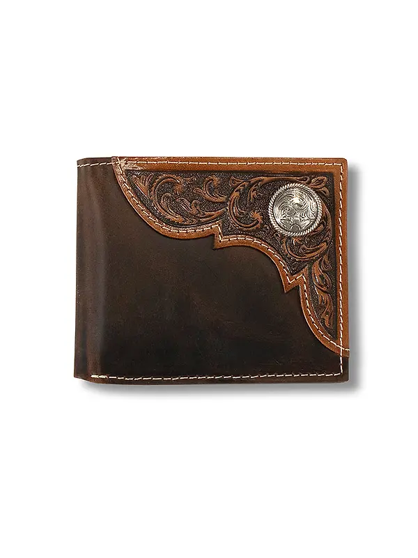 Ariat Men's Filigree Corner Bifold Wallet - Brown Image 1