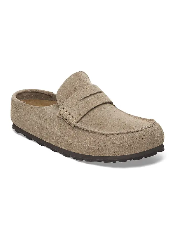 Birkenstock Unisex Naples Wrapped Suede Leather Regular Clogs - Taupe Image 1
