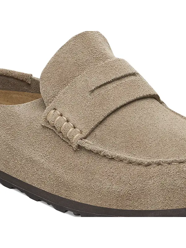 Birkenstock Unisex Naples Wrapped Suede Leather Regular Clogs - Taupe Image 8