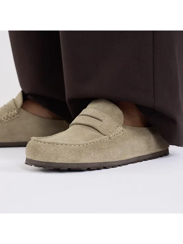 Birkenstock Unisex Naples Wrapped Suede Leather Regular Clogs - Taupe Image 5