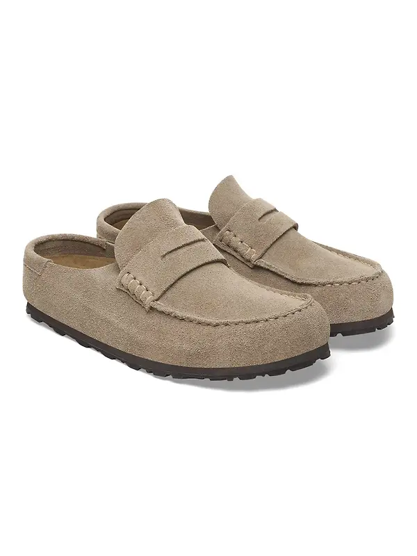 Birkenstock Unisex Naples Wrapped Suede Leather Regular Clogs - Taupe Image 7