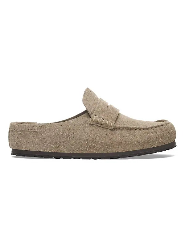 Birkenstock Unisex Naples Wrapped Suede Leather Regular Clogs - Taupe Image 4