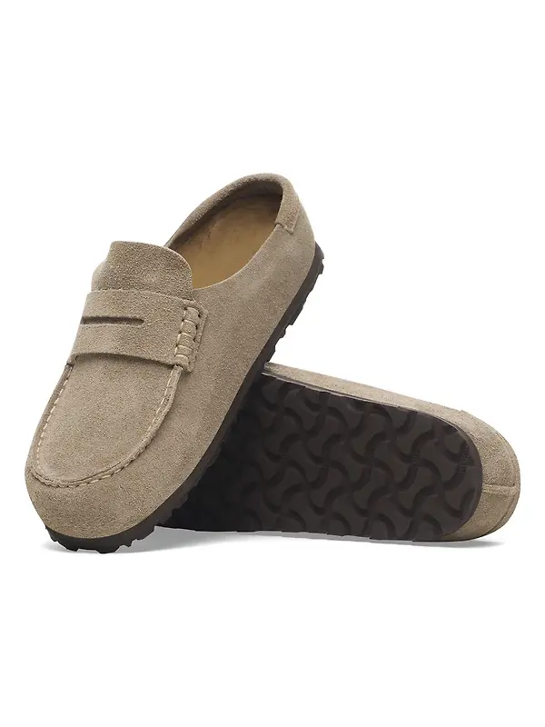 Birkenstock Unisex Naples Wrapped Suede Leather Regular Clogs - Taupe Image 6