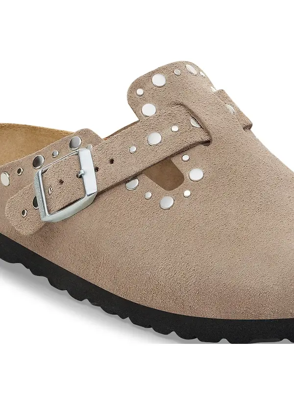Birkenstock Women's Boston Rivets Suede Leather Narrow Clogs - Taupe Image 8