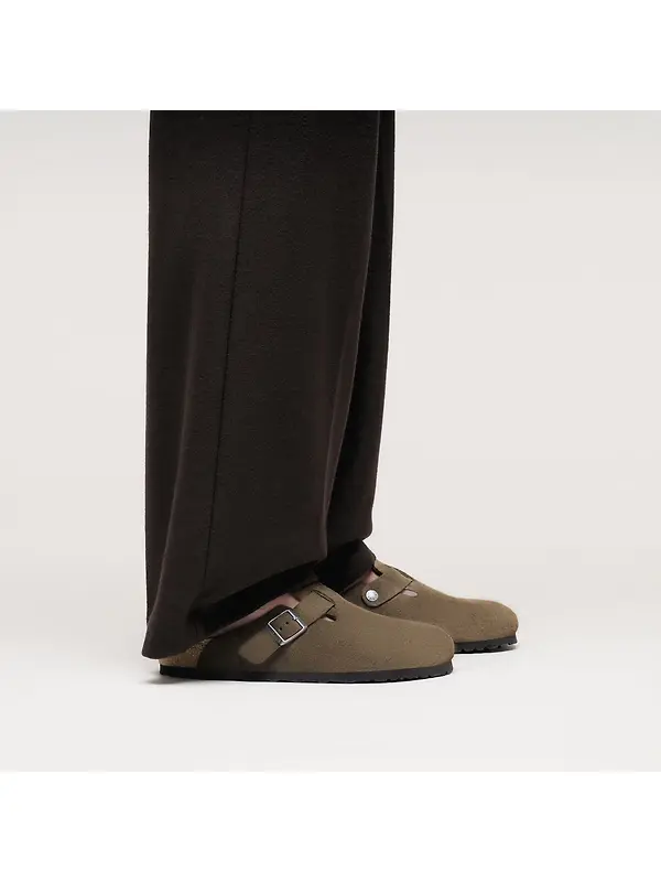 Birkenstock Boston Soft Footbed Suede Leather Narrow Clogs - Dark Tea Tonal Image 5