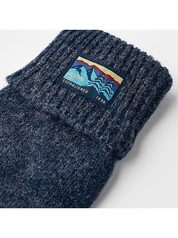 Hestra Raggwool Half Finger Knitted Gloves - Navy Image 2