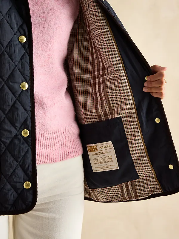 Joules Women's Quinn Showerproof Diamond Quilted Coat - Navy Image 10