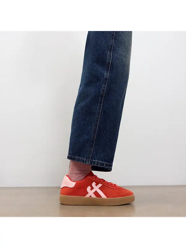 FitFlop Women's The Dash FF T-Toe Suede Trainers - Cherry Tomato / Warm Pink Image 3
