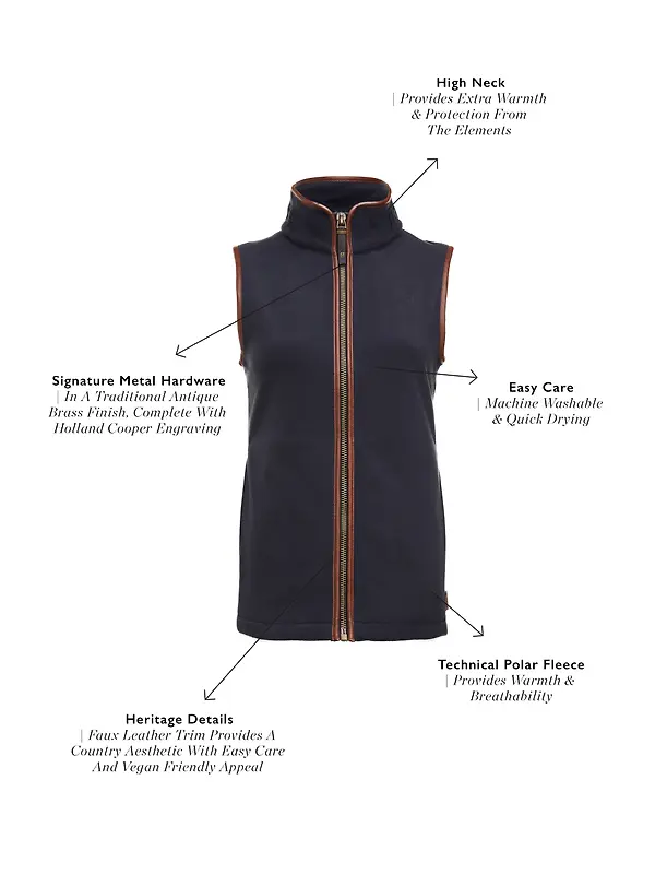 Holland Cooper Women's Country Fleece Gilet - Ink Navy Image 5
