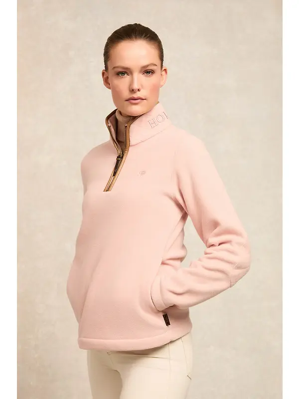Holland Cooper Women's Country Fleece Quarter Zip - Soft Pink Image 2